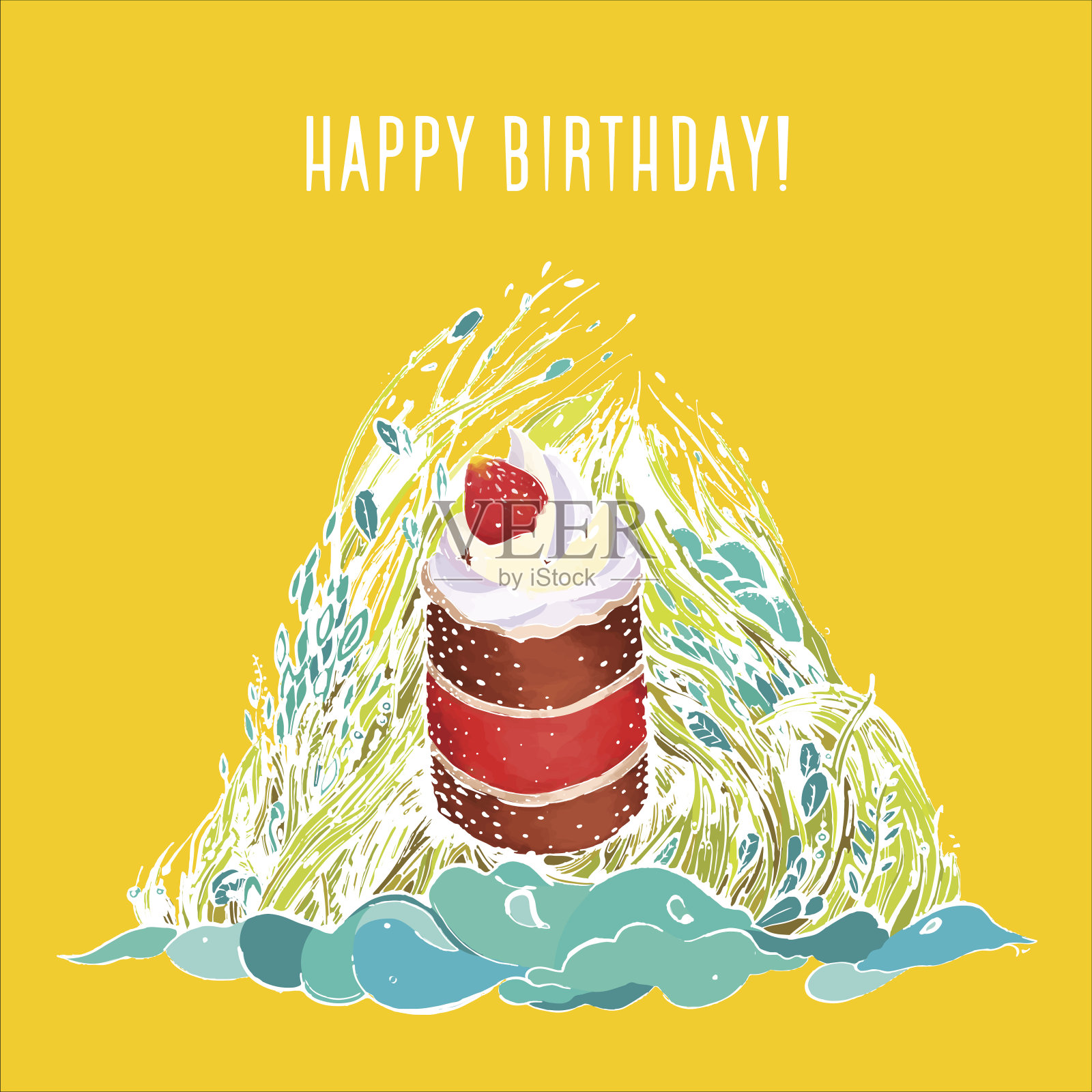 矢量插图的一个快乐的生日贺卡设计模板素材