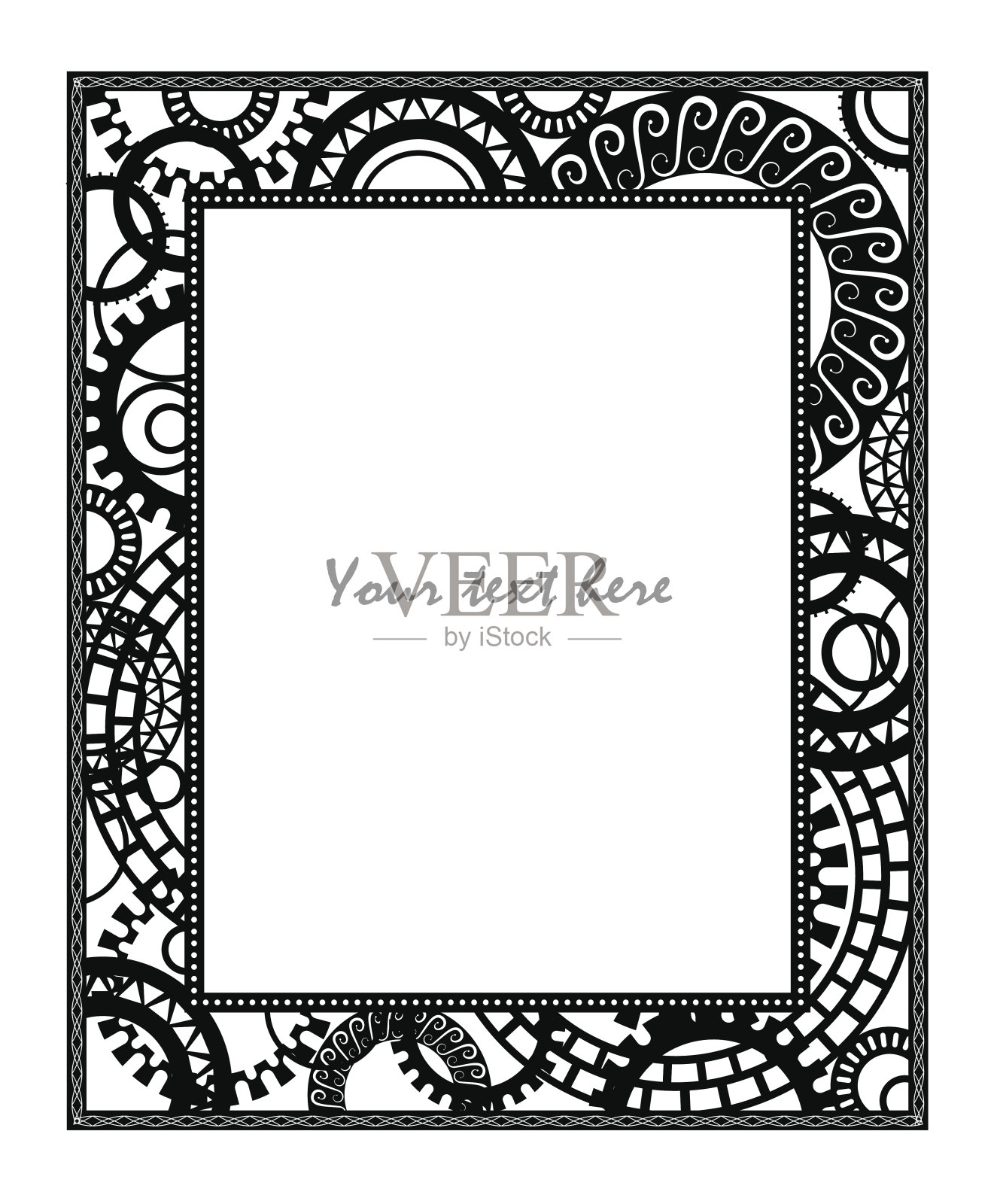 蒸汽朋克风格。卡片模板设计。插画图片素材