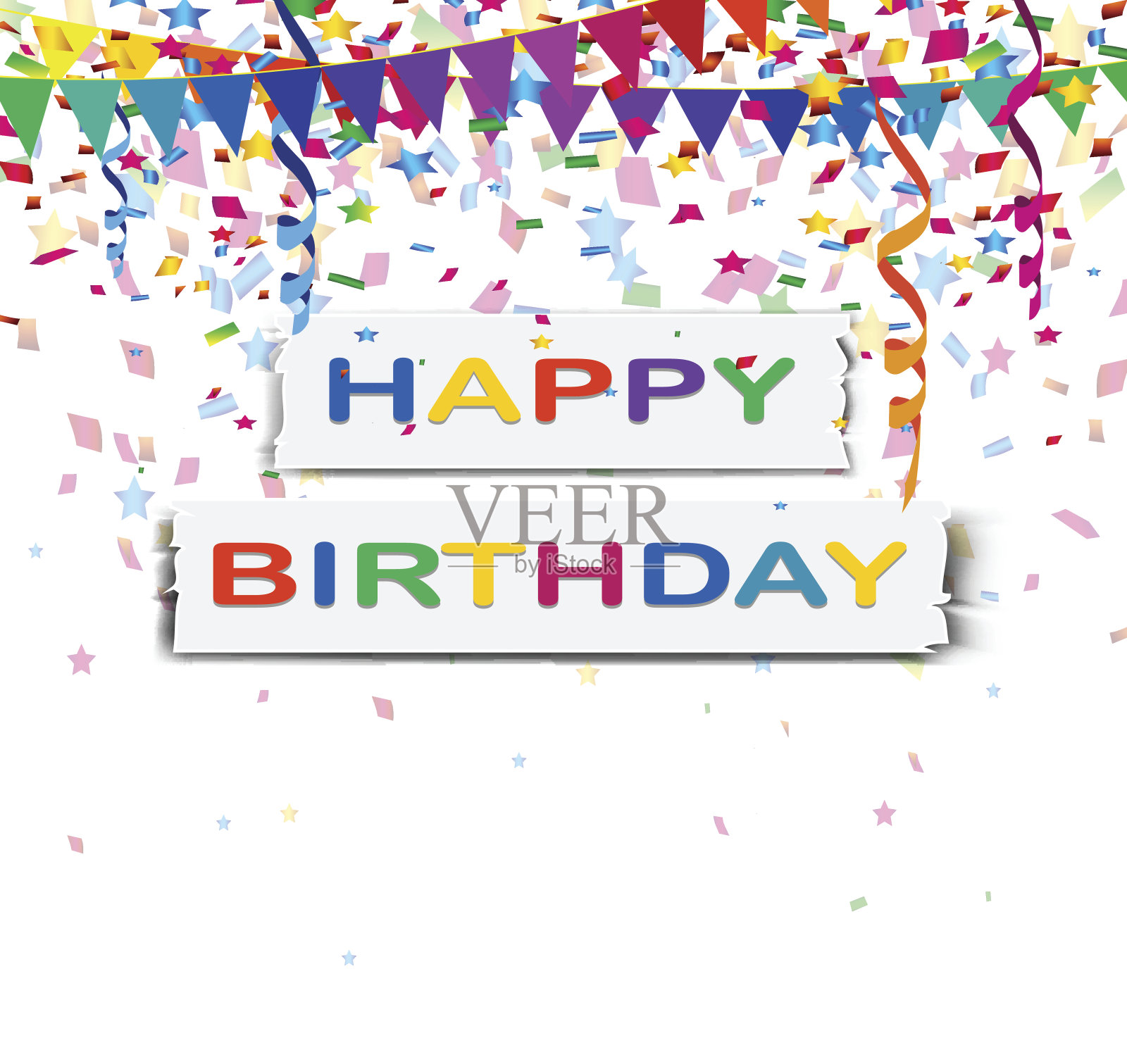 白色背景上彩色气球和五彩纸屑的生日插画图片素材