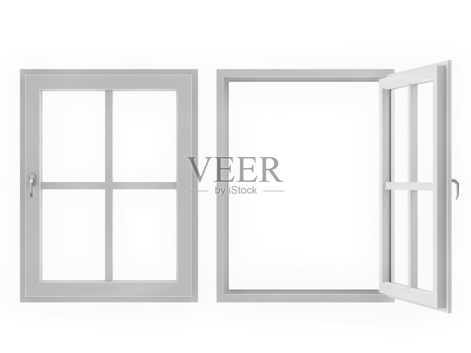 窗口打开和关闭的白色背景照片摄影图片