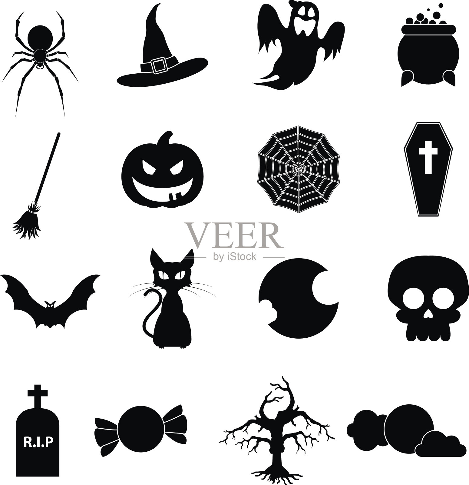 万圣节图标设置插画图片素材