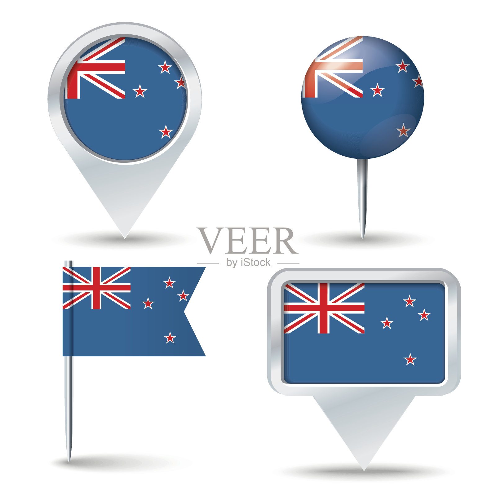 带有新西兰国旗的图钉设计元素图片