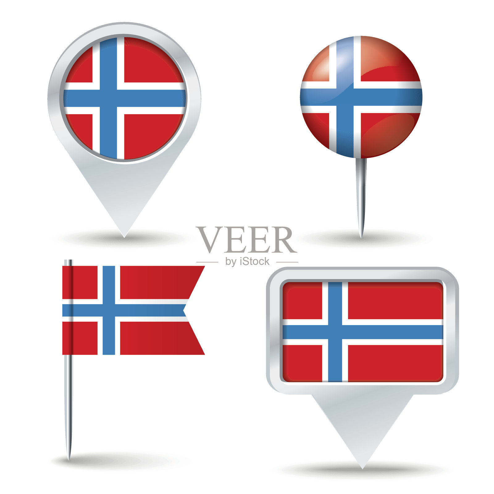绘有挪威国旗的图钉插画图片素材