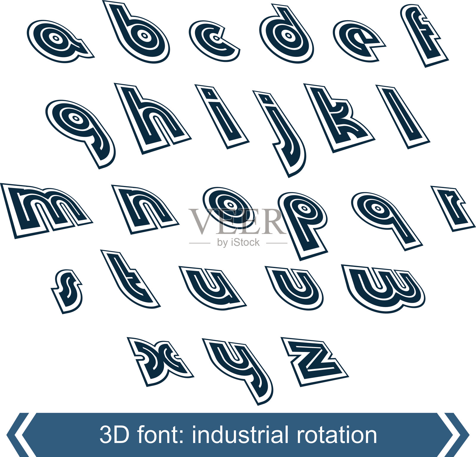3D移动字体，向量线复古风格的几何字体。插画图片素材