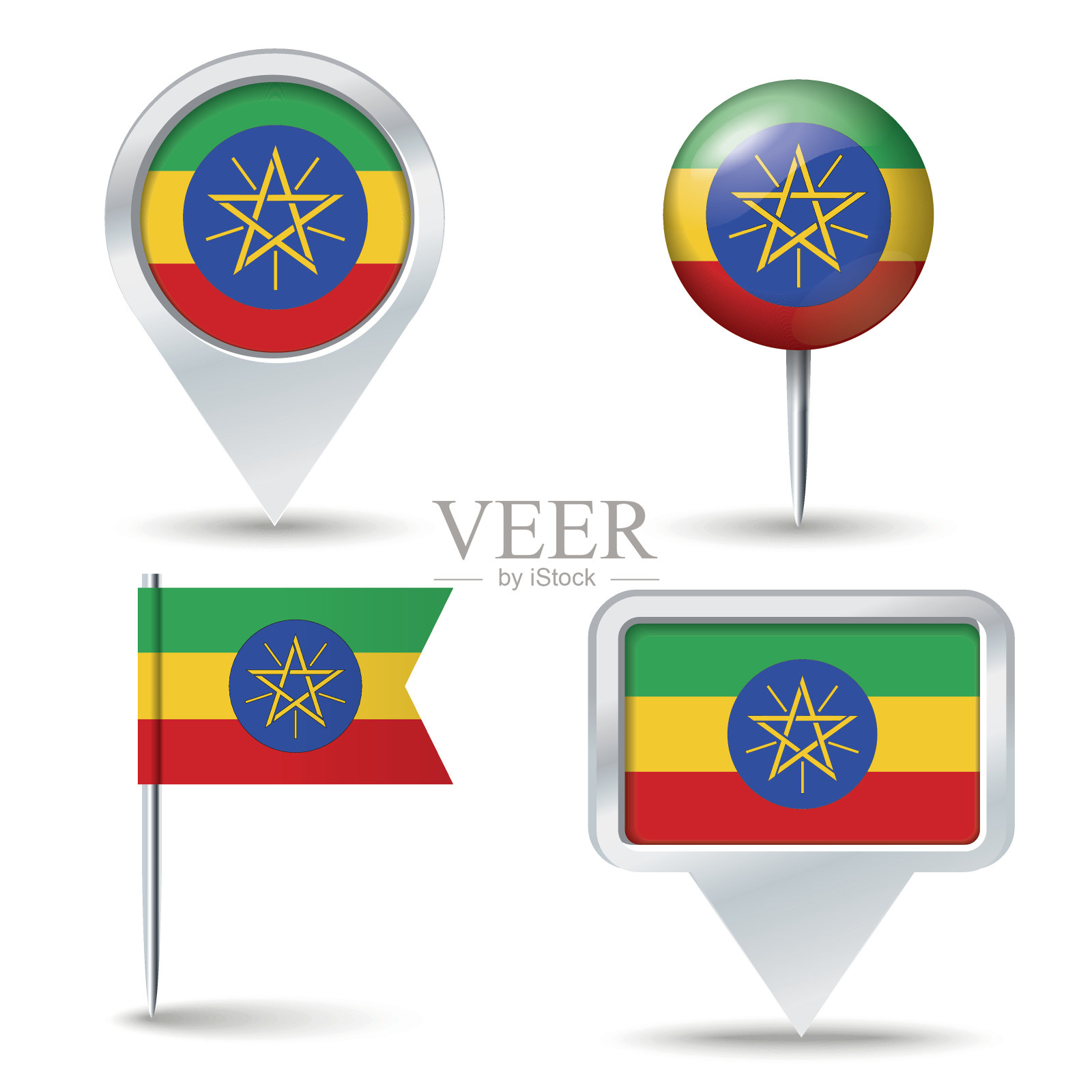 带有埃塞俄比亚国旗的图钉设计元素图片