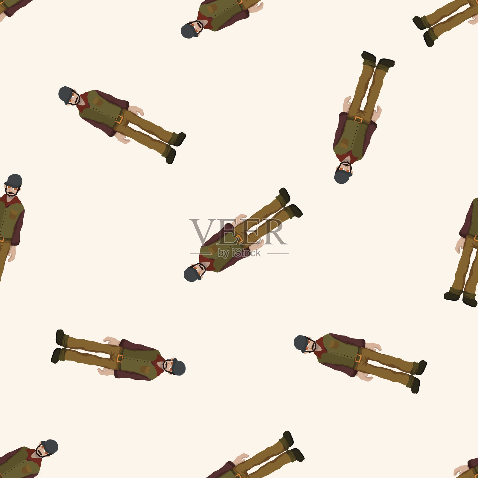 少年超人卡通，卡通无缝图案背景插画图片素材