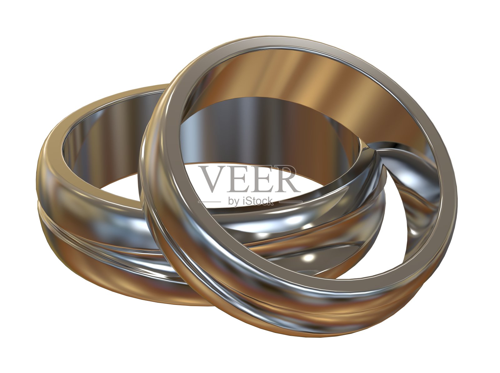 白色背景上的结婚戒指照片摄影图片