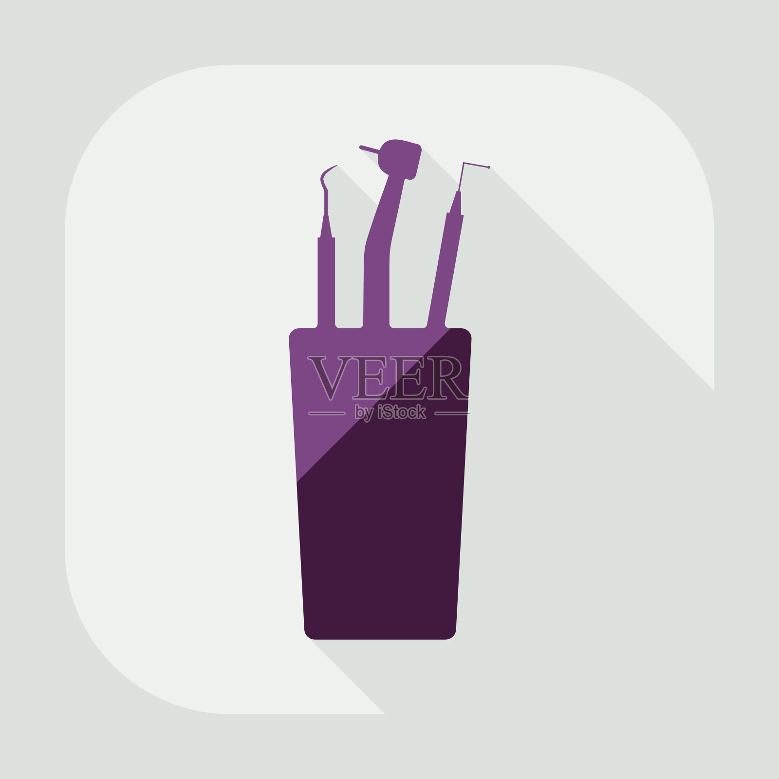 扁平现代设计与影子牙医工具插画图片素材