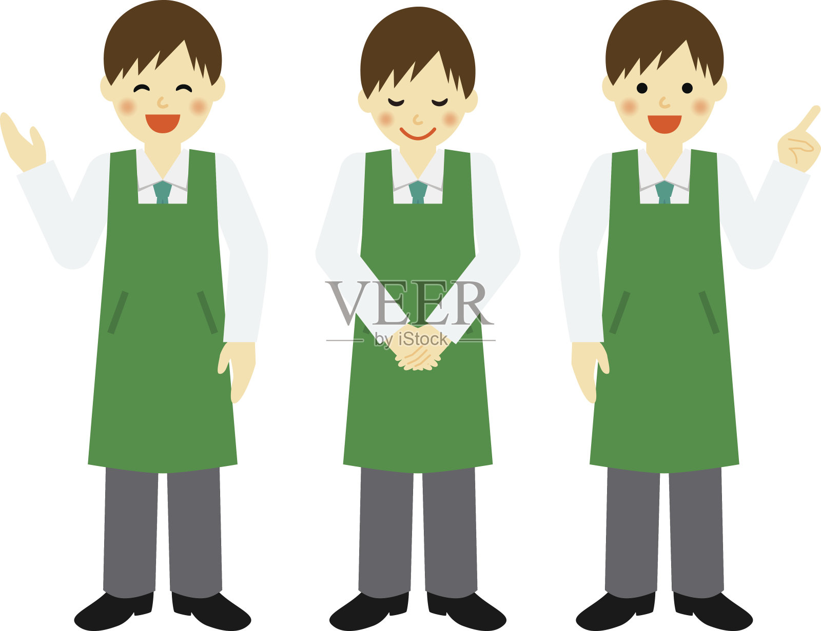 穿着围裙的男售货员插画图片素材