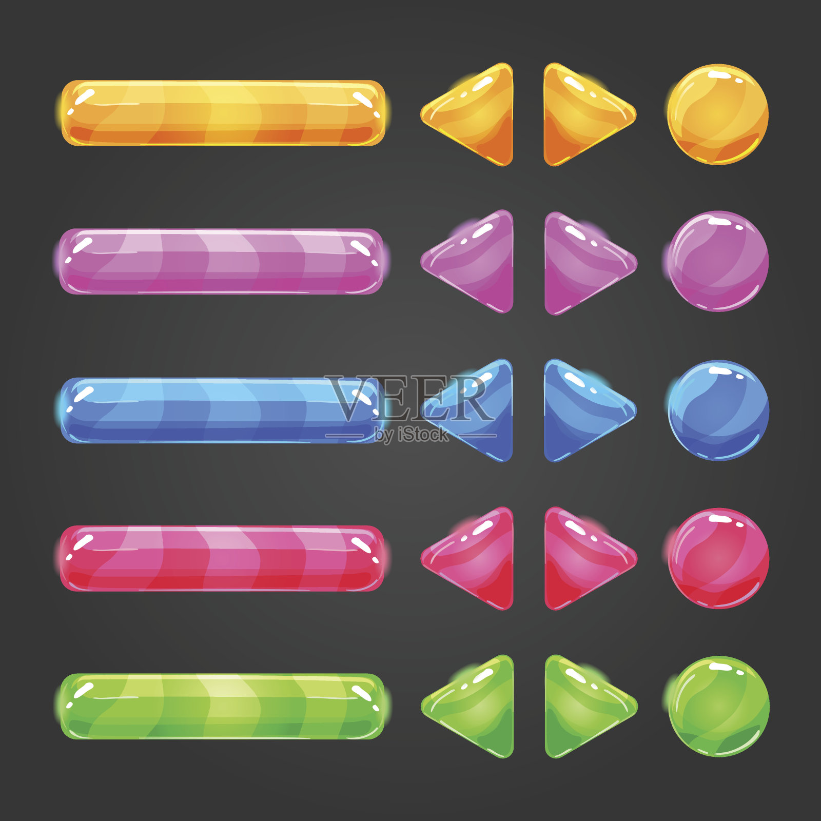 游戏界面按钮颜色设置图标素材