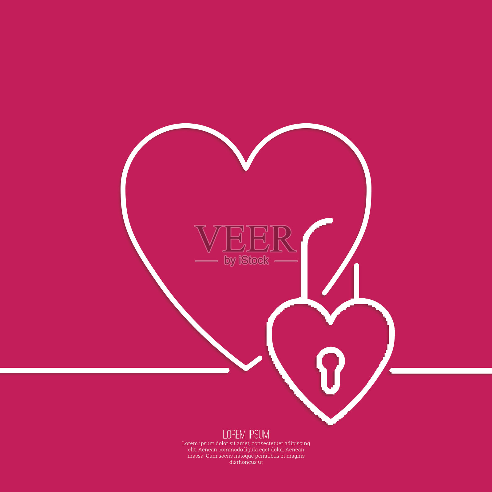 带着锁的心插画图片素材