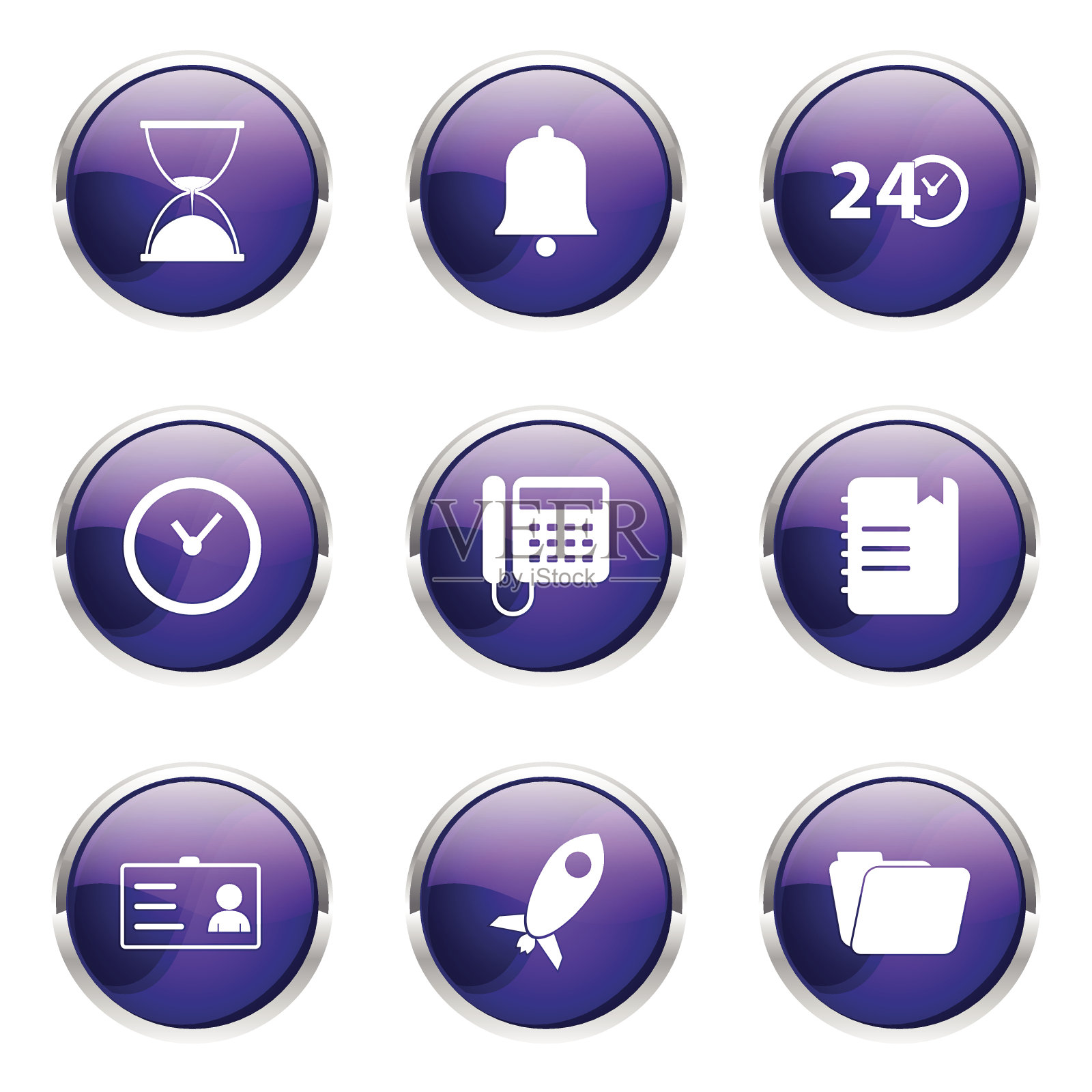 时间持续紫罗兰矢量按钮图标设计集图标素材