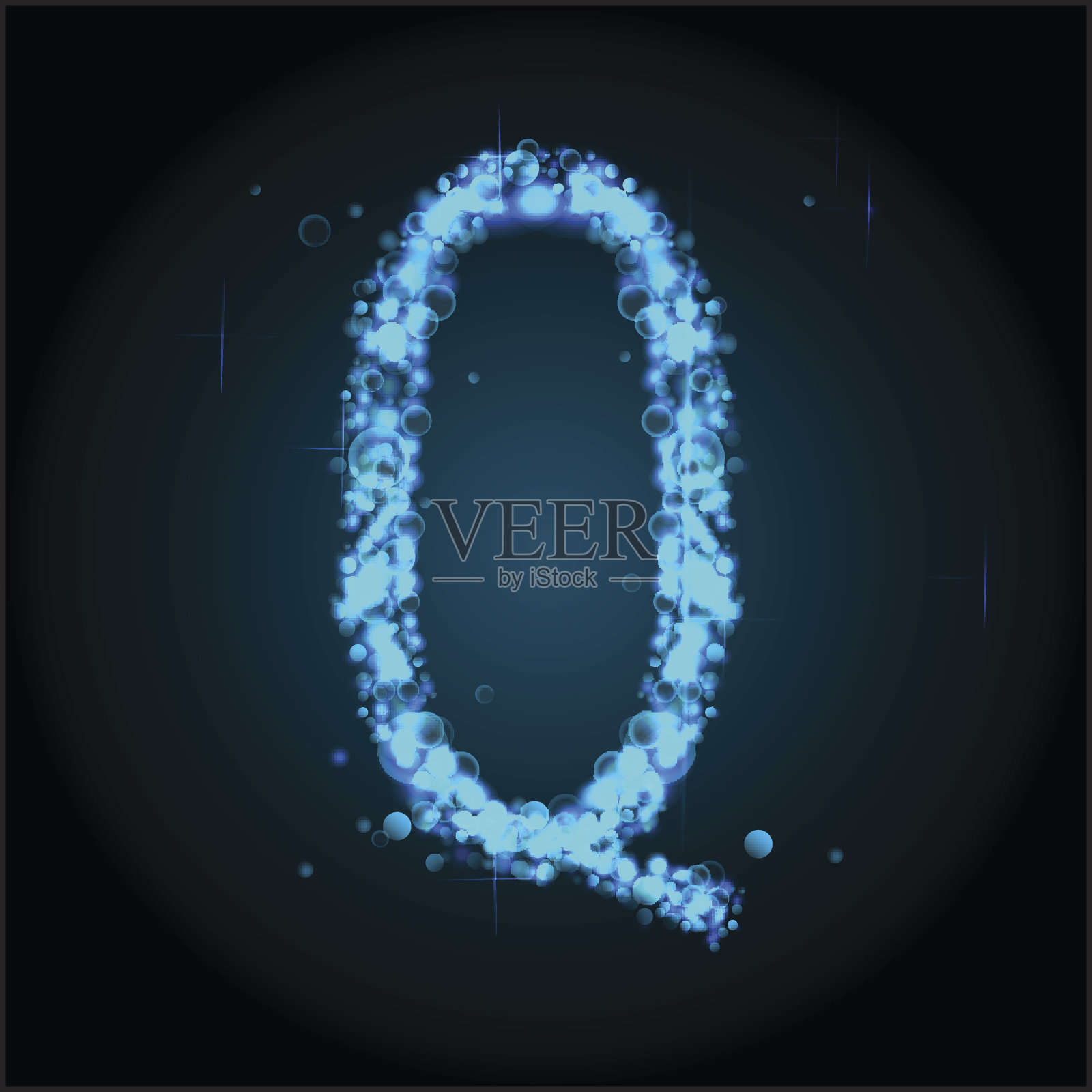 蓝色星星的字母设计元素图片