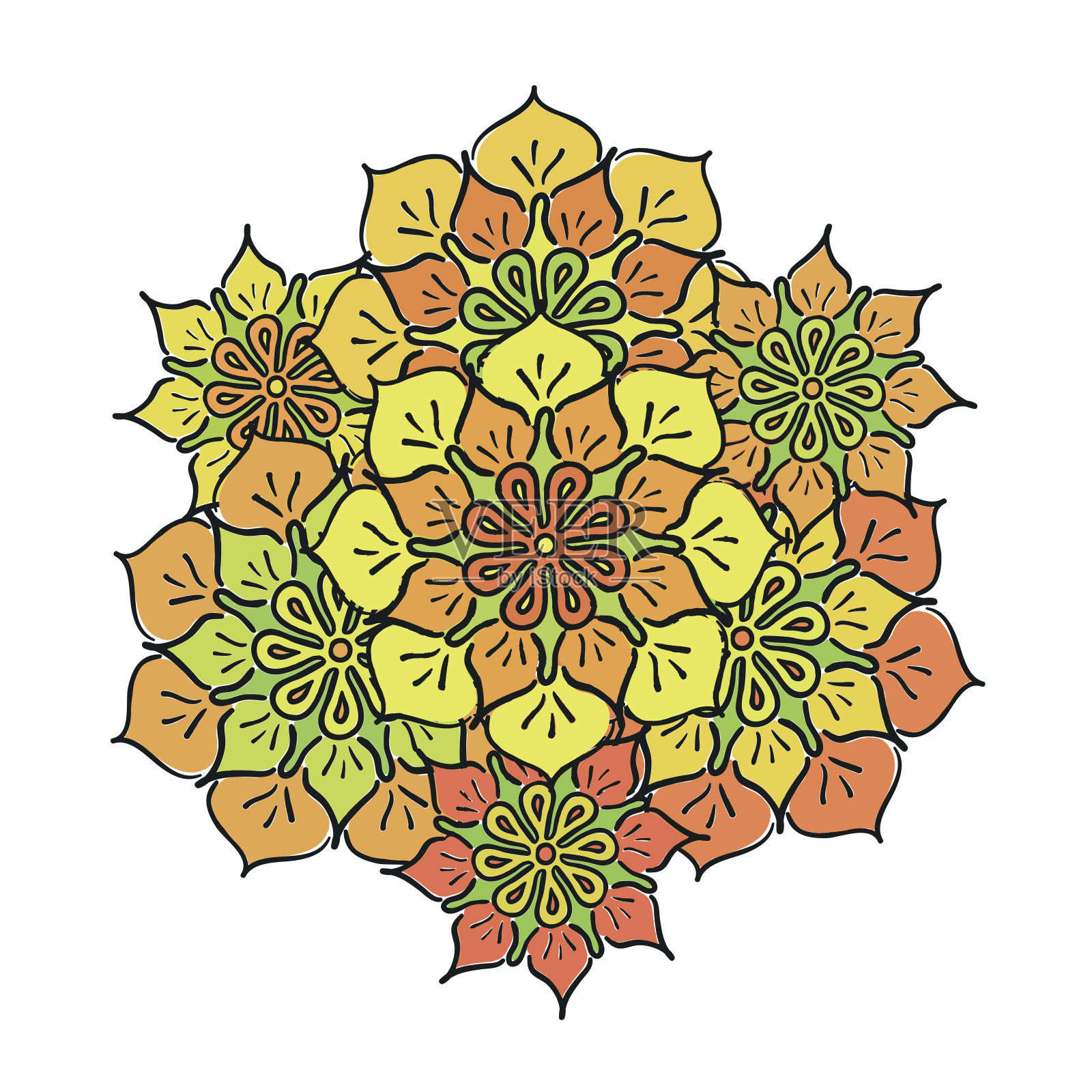 一束鲜艳的卡通手绘花插画图片素材