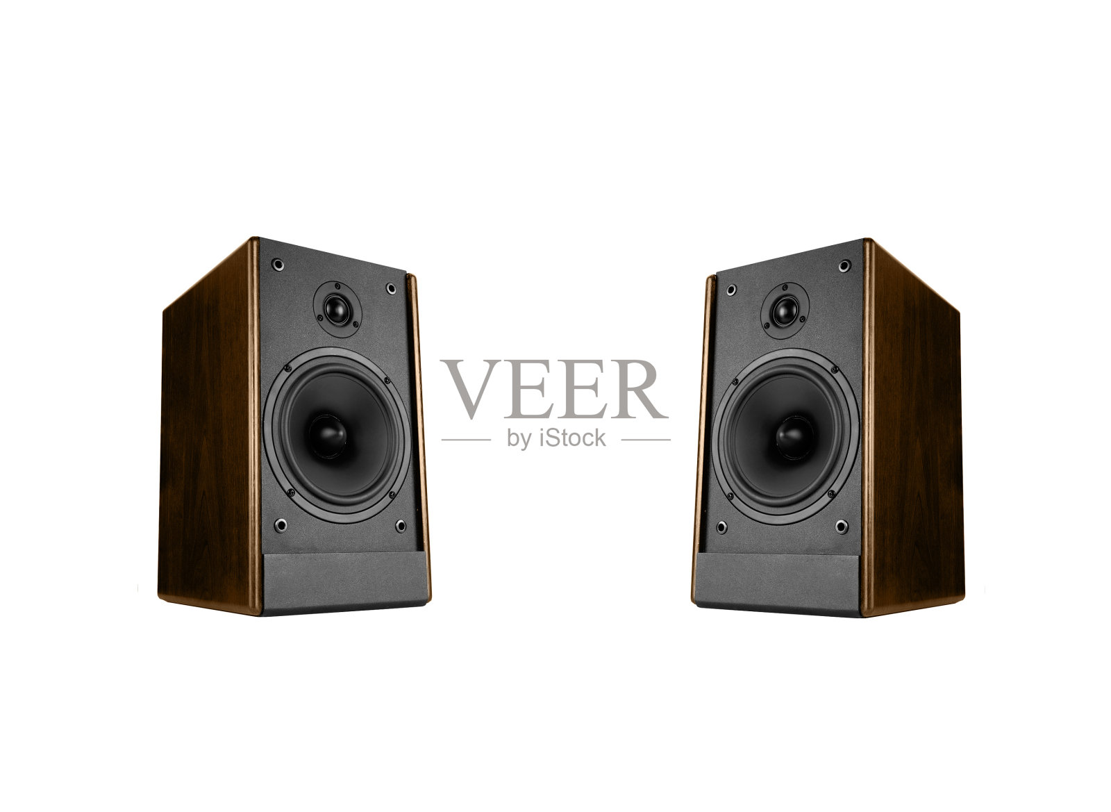 两个大喇叭。孤立在白色照片摄影图片