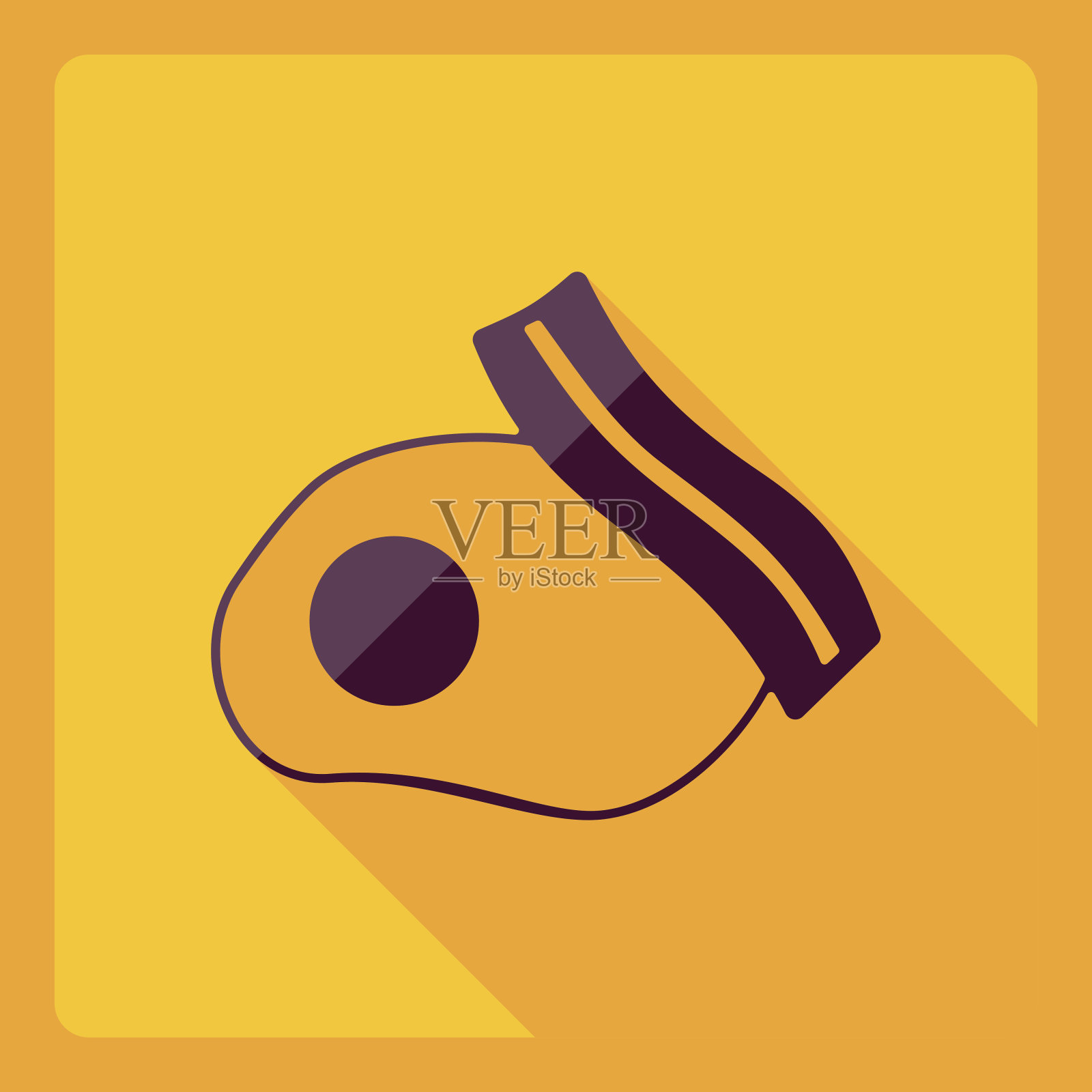 扁平的现代设计与阴影图标培根和鸡蛋插画图片素材