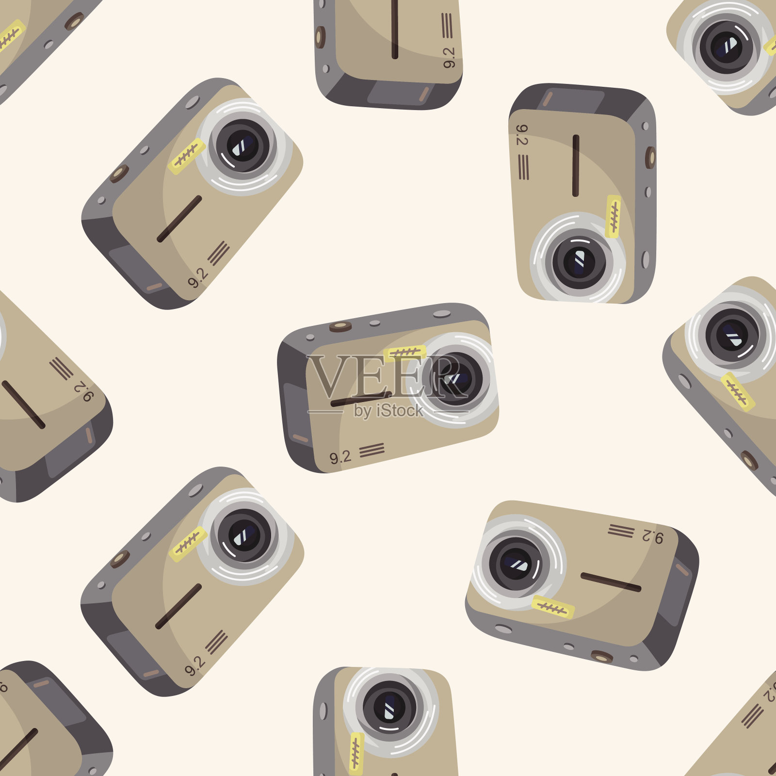 摄像头，卡通无缝图案背景插画图片素材