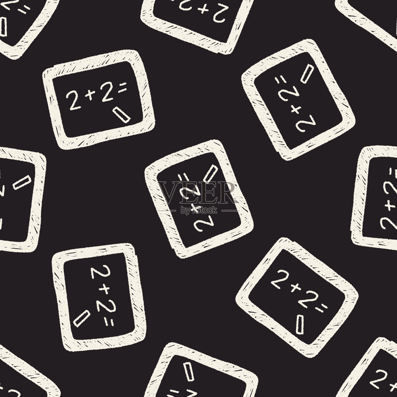 黑板涂鸦绘制无缝图案背景插画图片素材