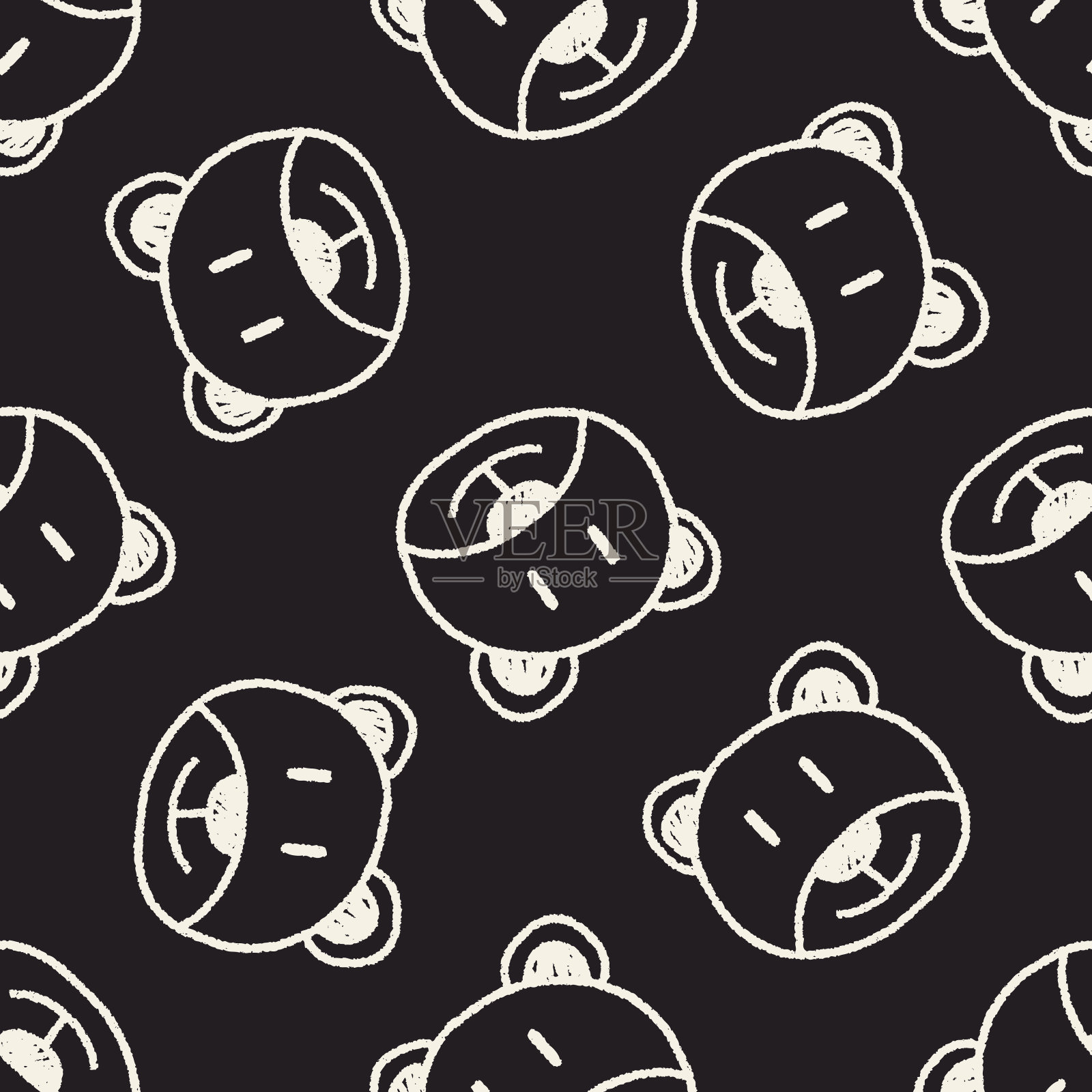 熊宝宝涂鸦无缝图案背景插画图片素材