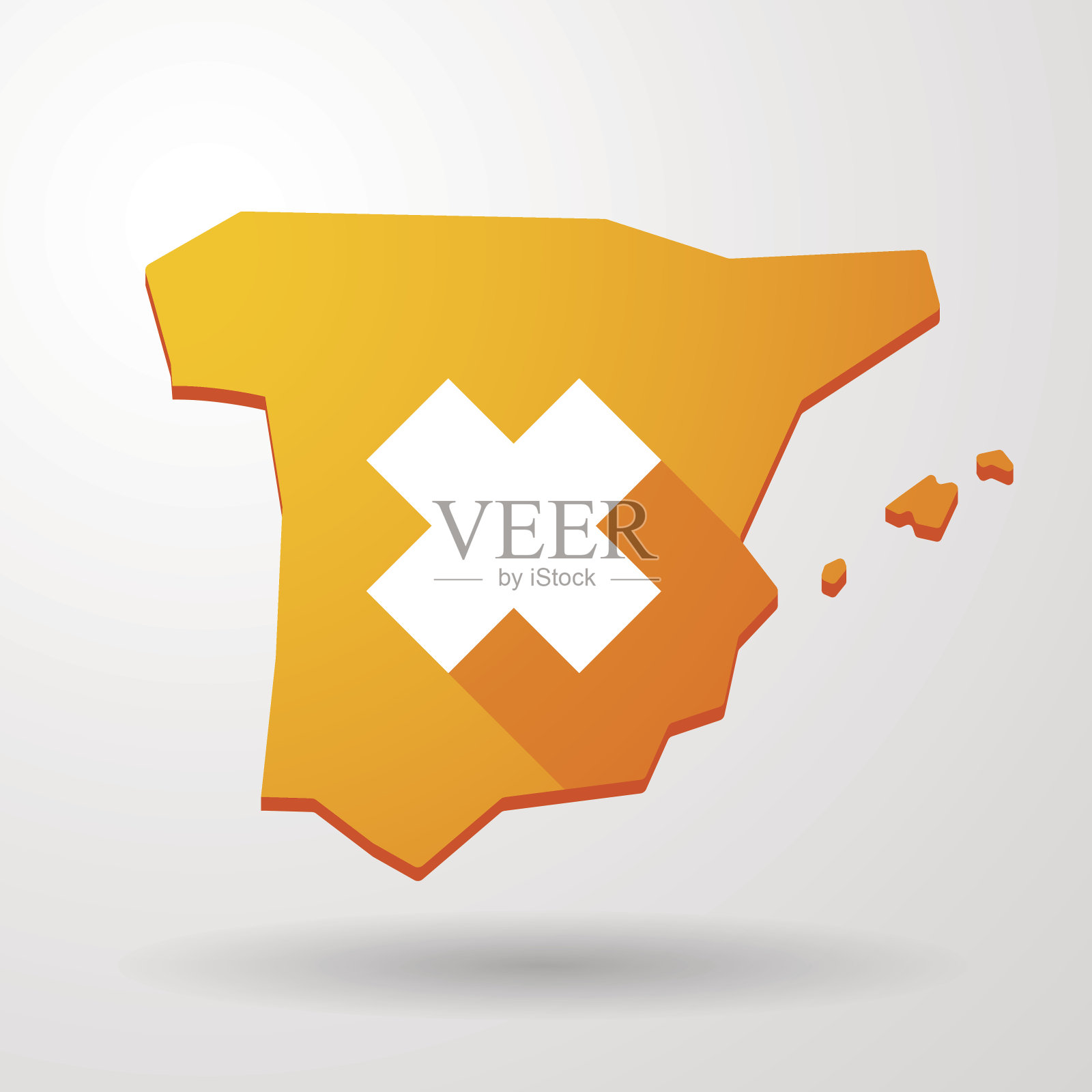 西班牙地图图标与一个恼人的物质标志插画图片素材