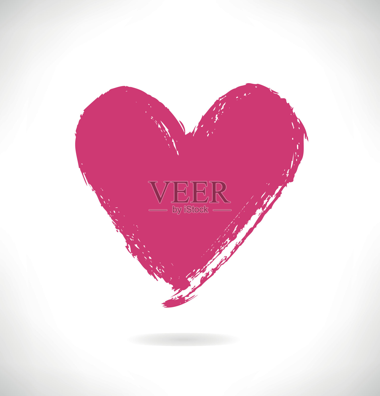 在白色的背景上绘制粉红色的心轮廓设计元素图片