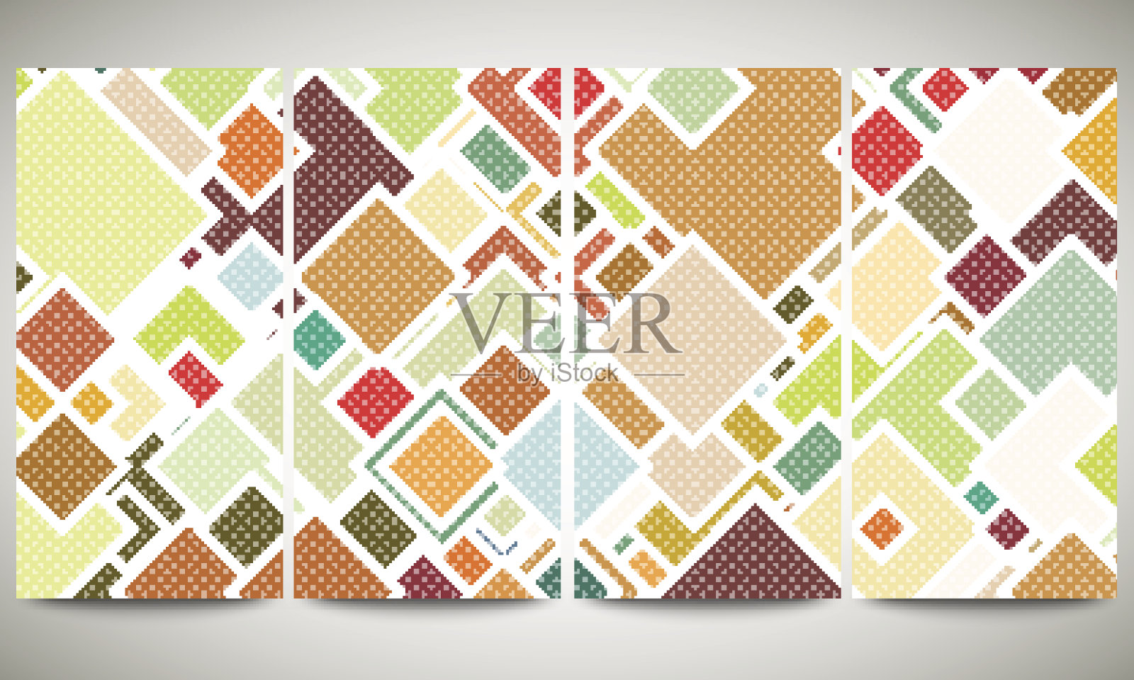 彩色横幅收集，传单布局，矢量插图模板。抽象的彩色插画图片素材