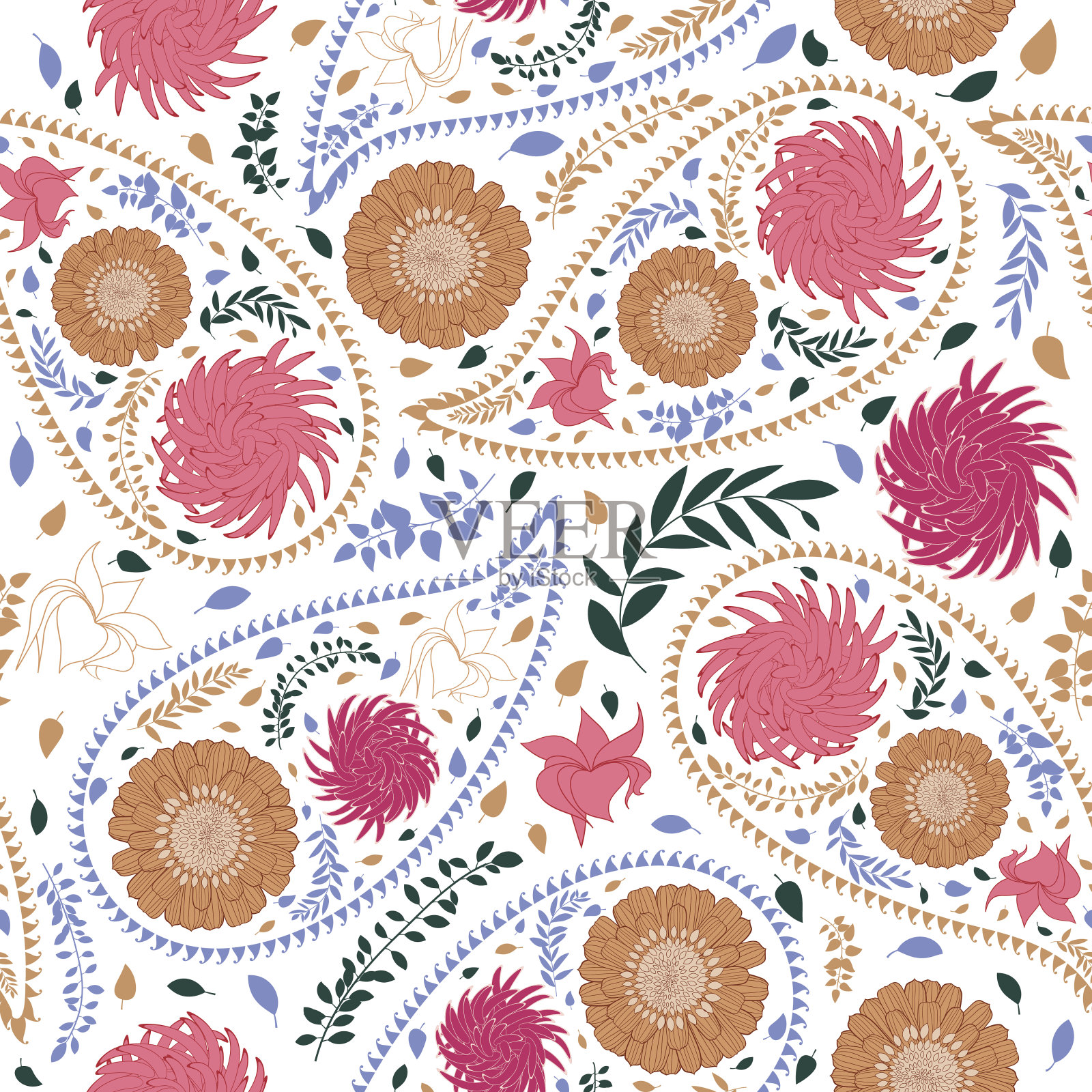 东方黄瓜无缝图案插画图片素材