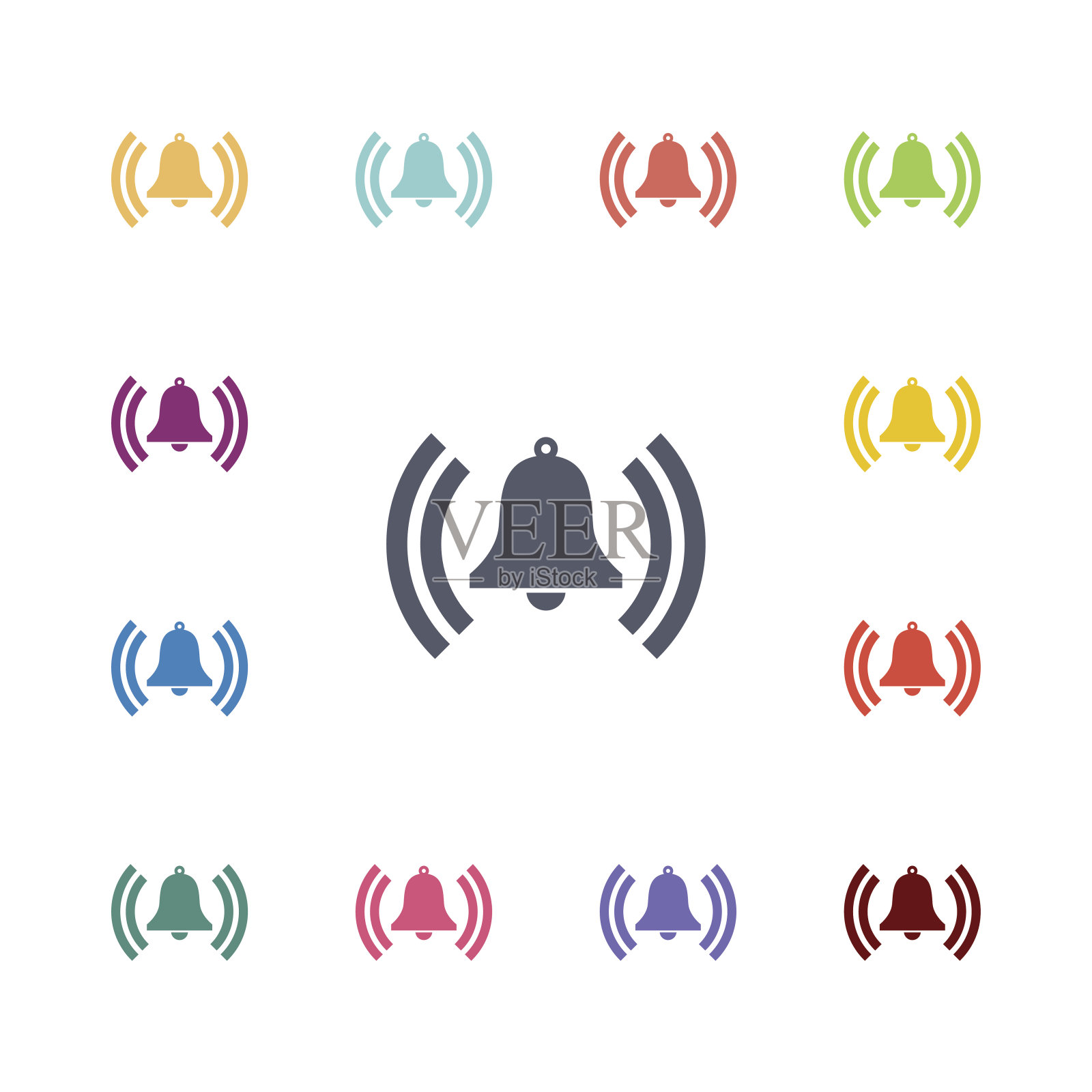 钟形平面图标集图标素材