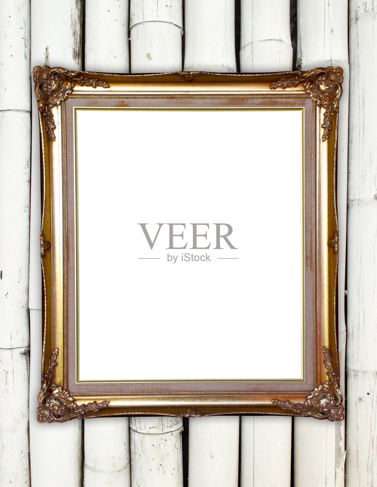 金色的框架上五颜六色的竹墙背景照片摄影图片