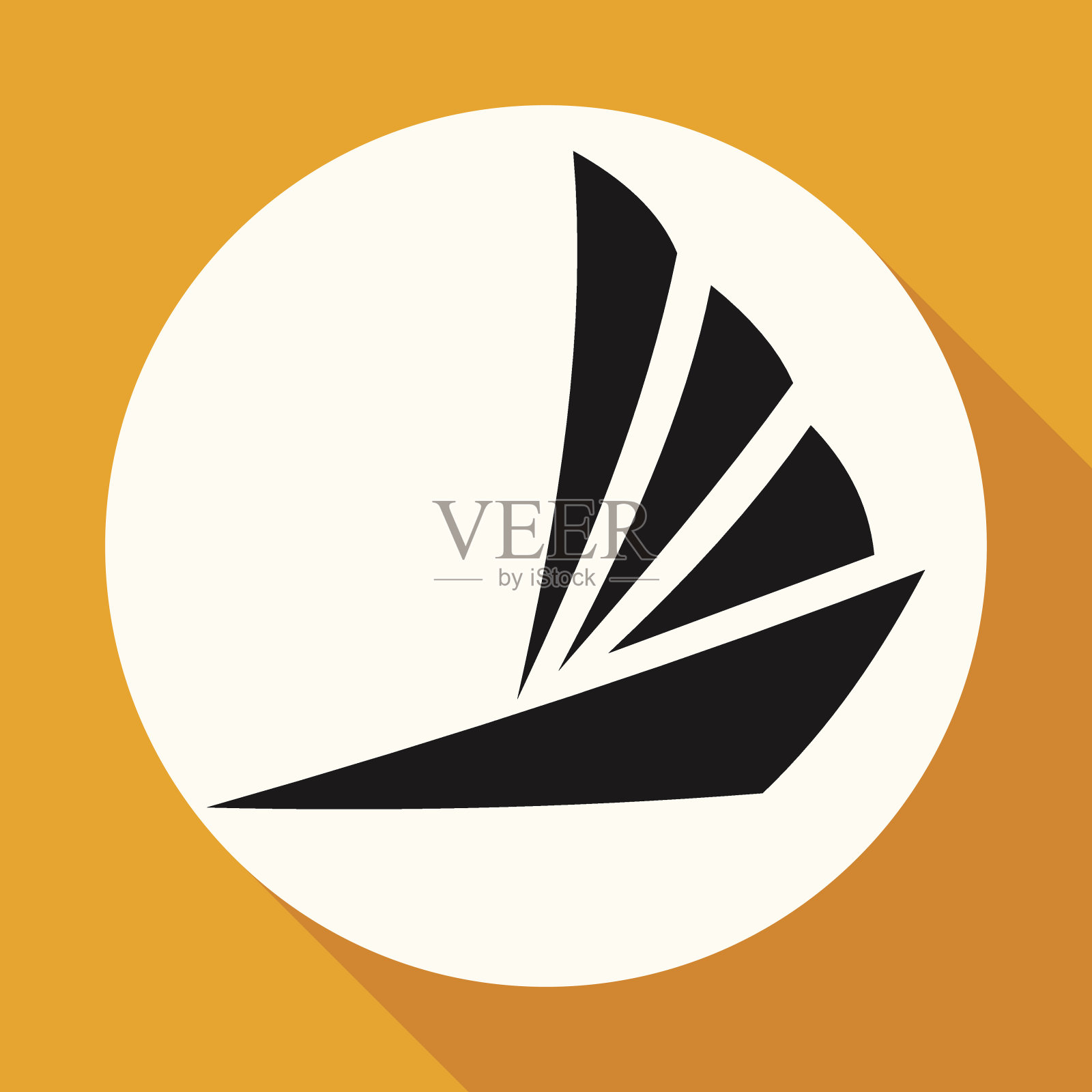 图标游艇上白色的圆圈和一个长长的影子插画图片素材