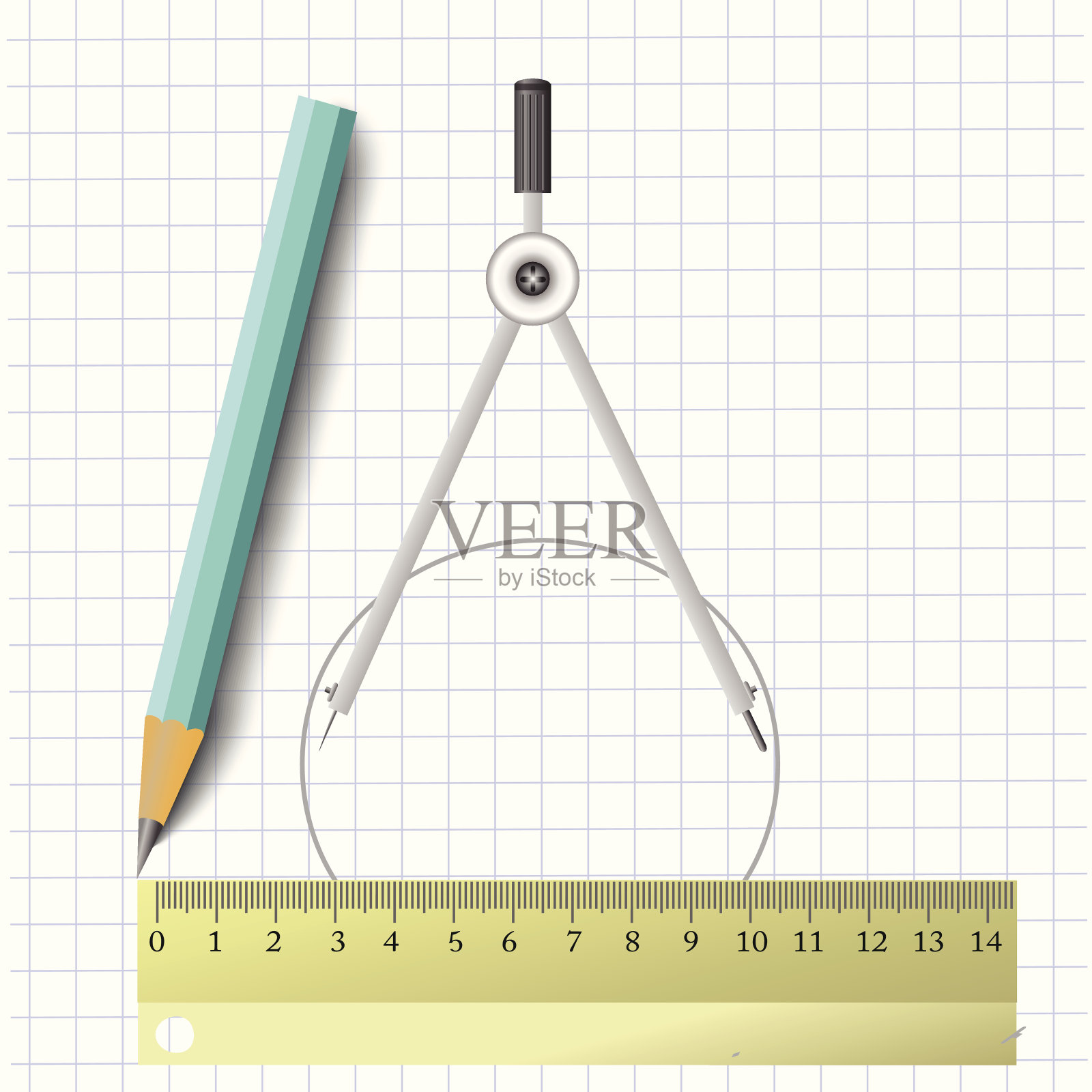 指南针和铅笔插画图片素材