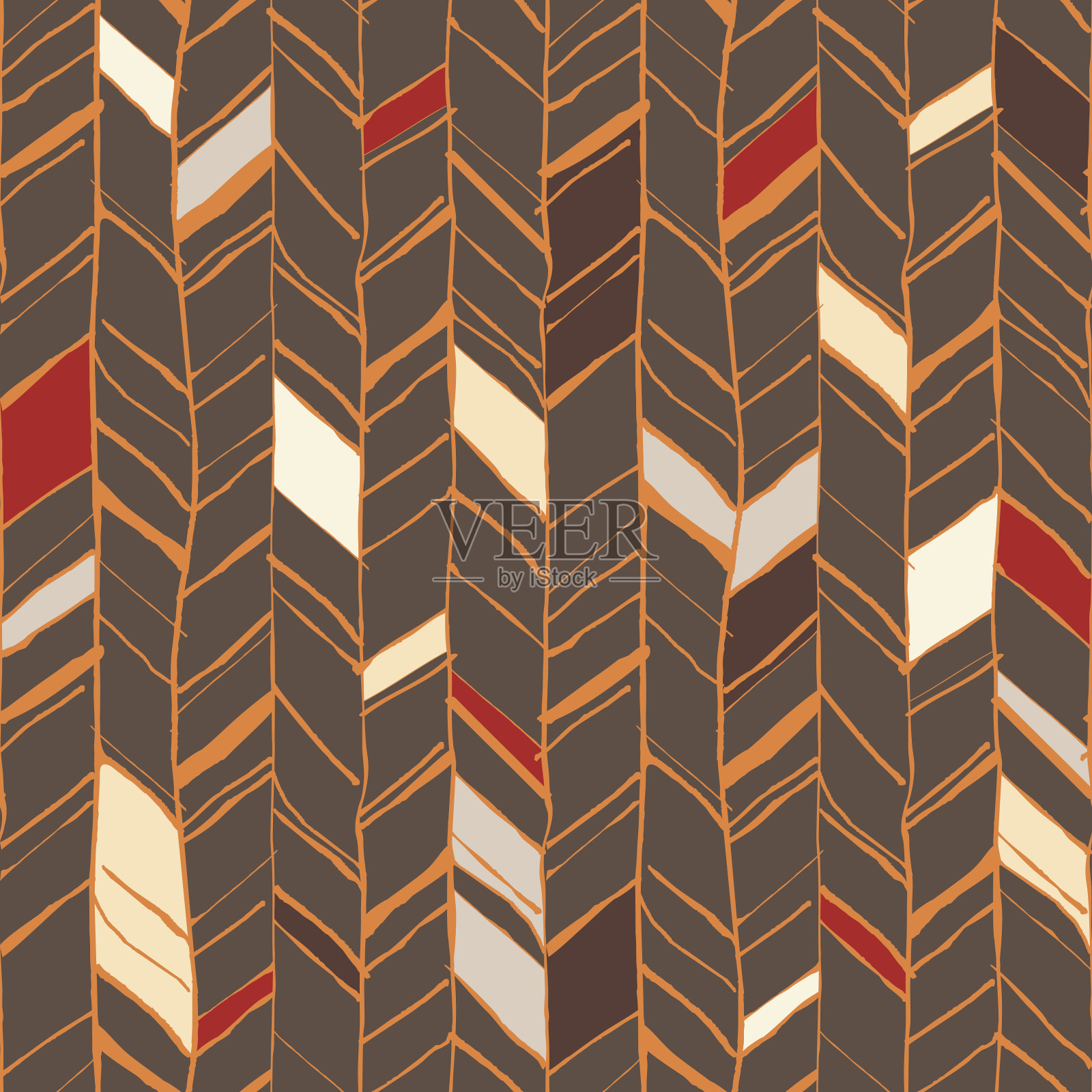 手绘人字形图案插画图片素材