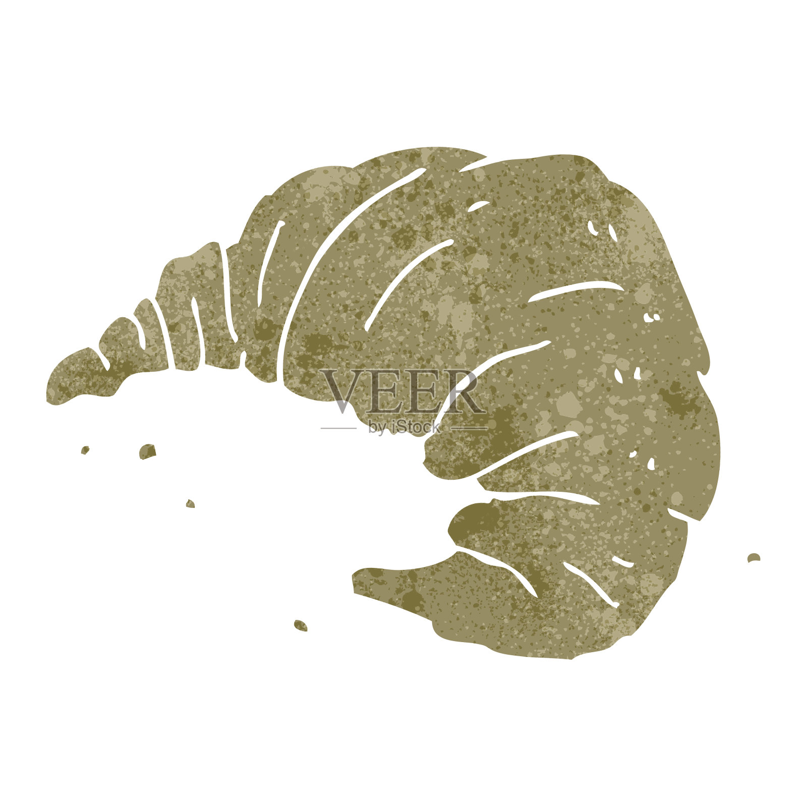 复古的卡通羊角面包插画图片素材