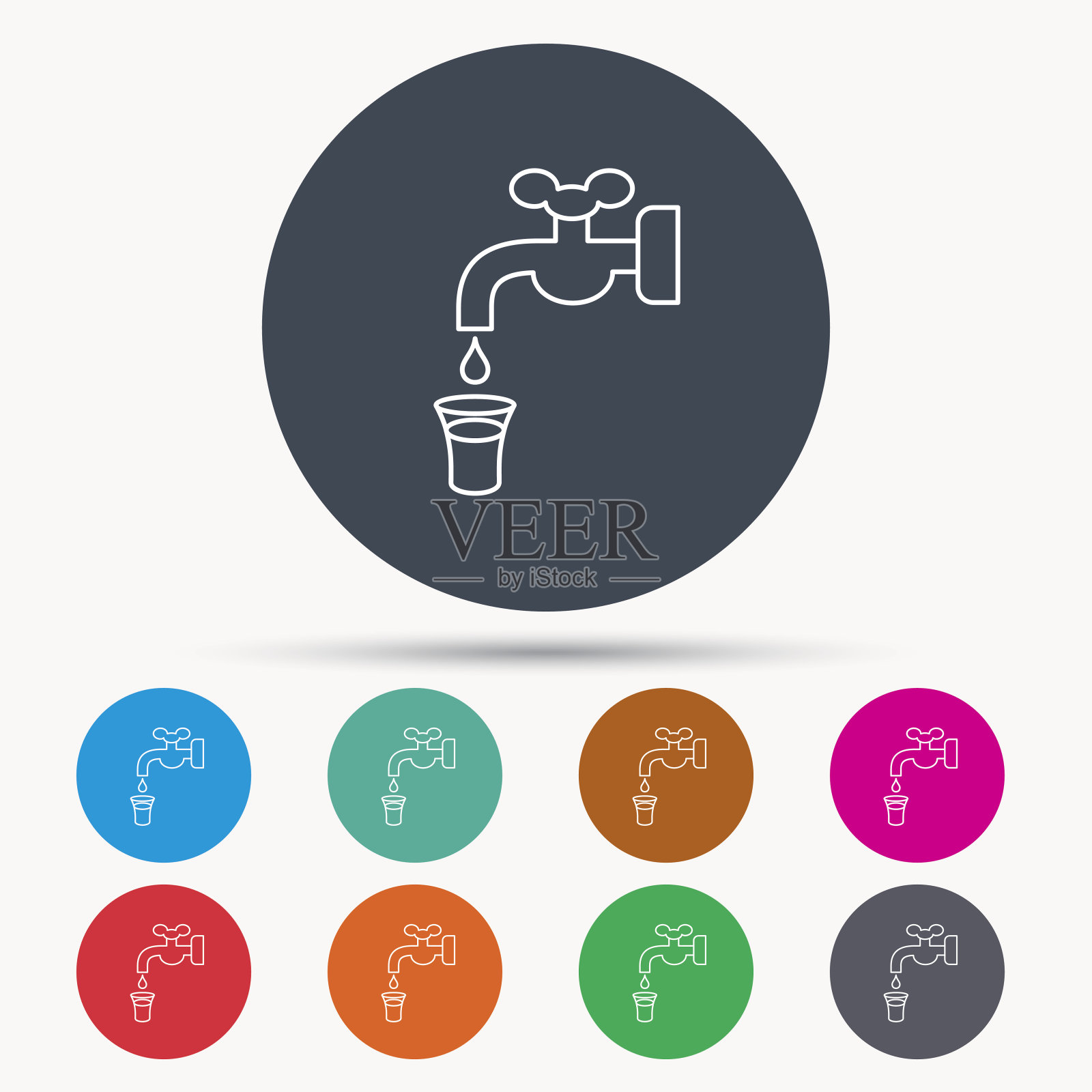 节约用水的图标。有下降标志的起重机。插画图片素材
