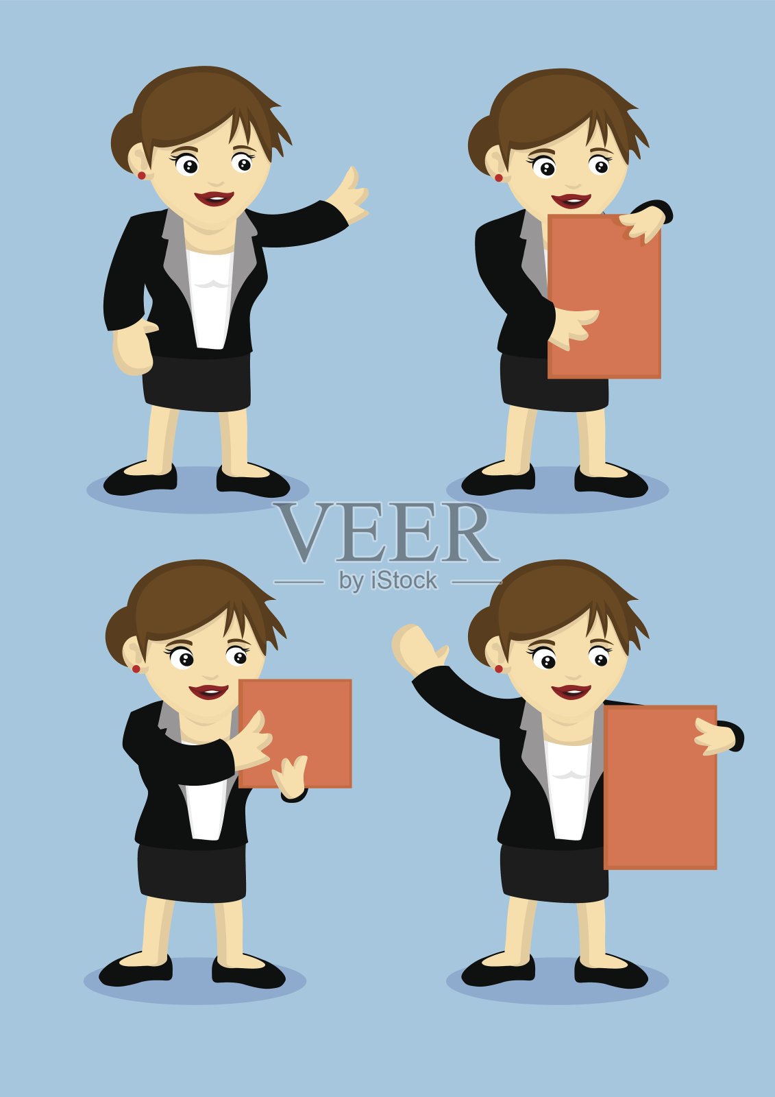 快乐女商人矢量卡通插图设计元素图片