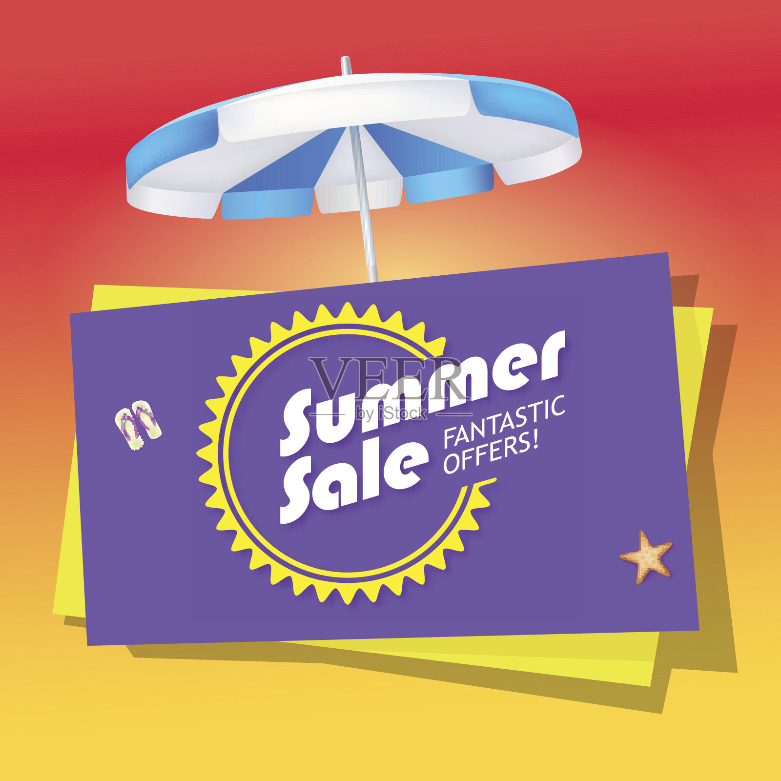 夏季销售横幅与伞设计元素图片