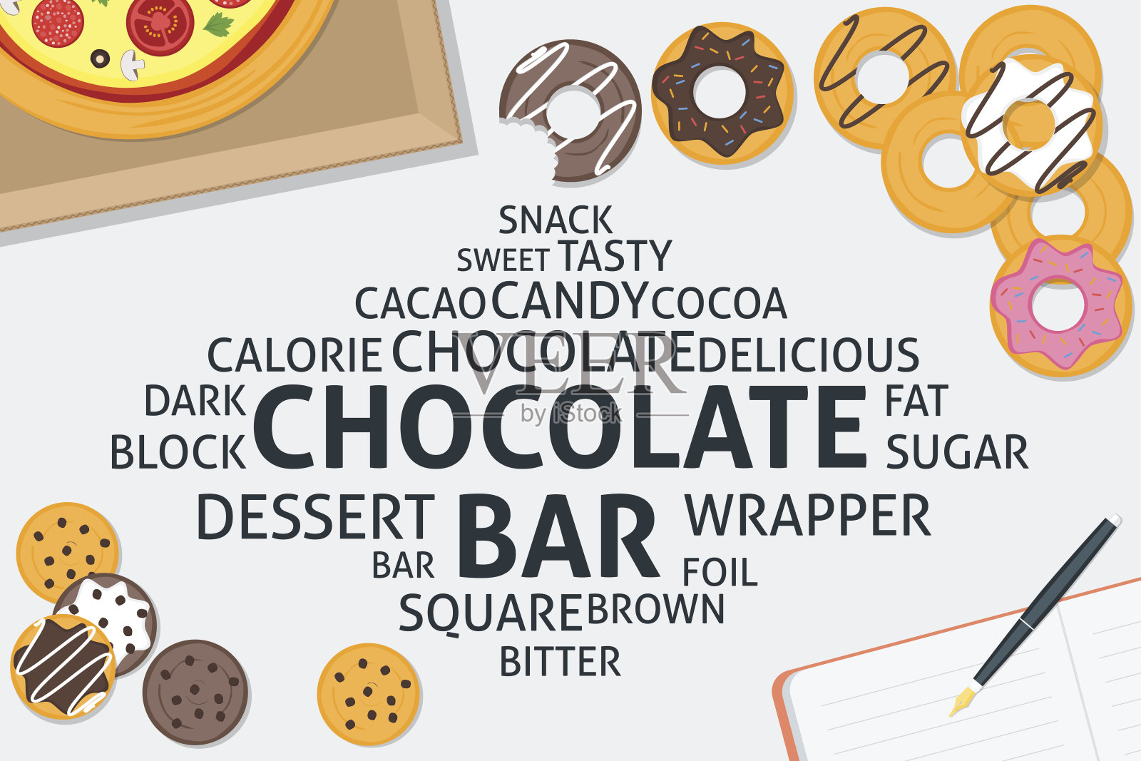 矢量巧克力棒概念，模板插画图片素材