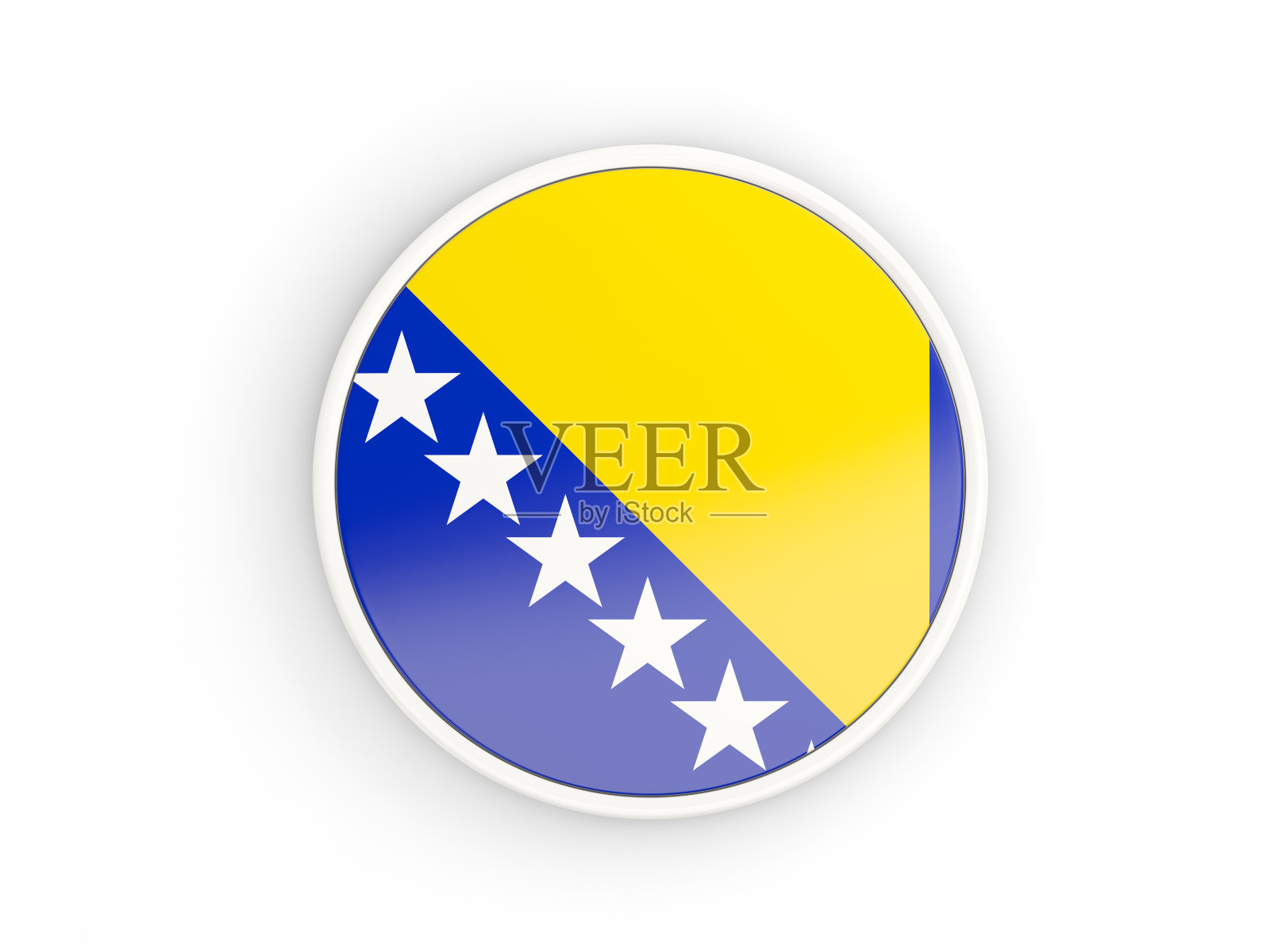 波斯尼亚-黑塞哥维那国旗。带框架的圆形图标照片摄影图片