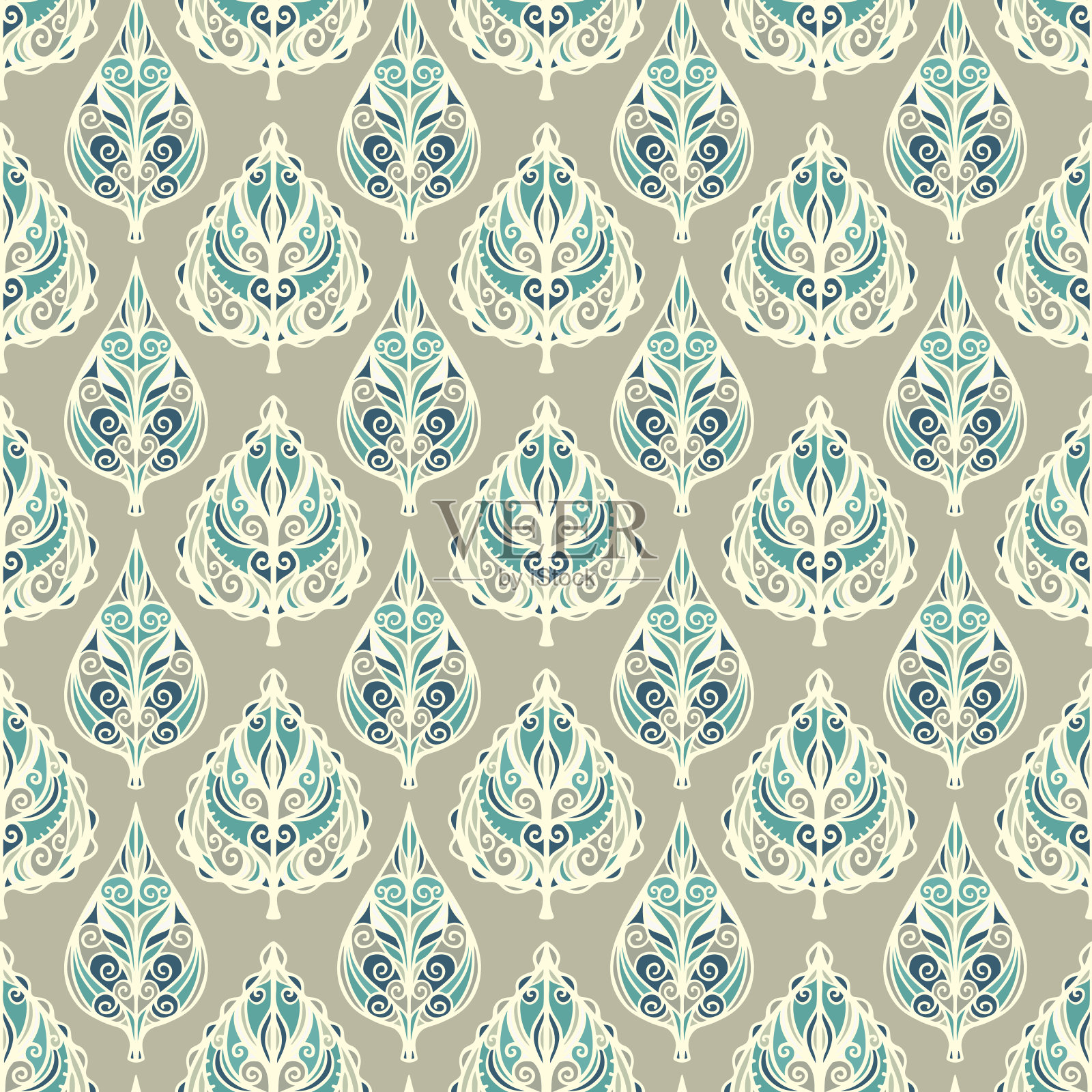 有叶子的无缝图案插画图片素材