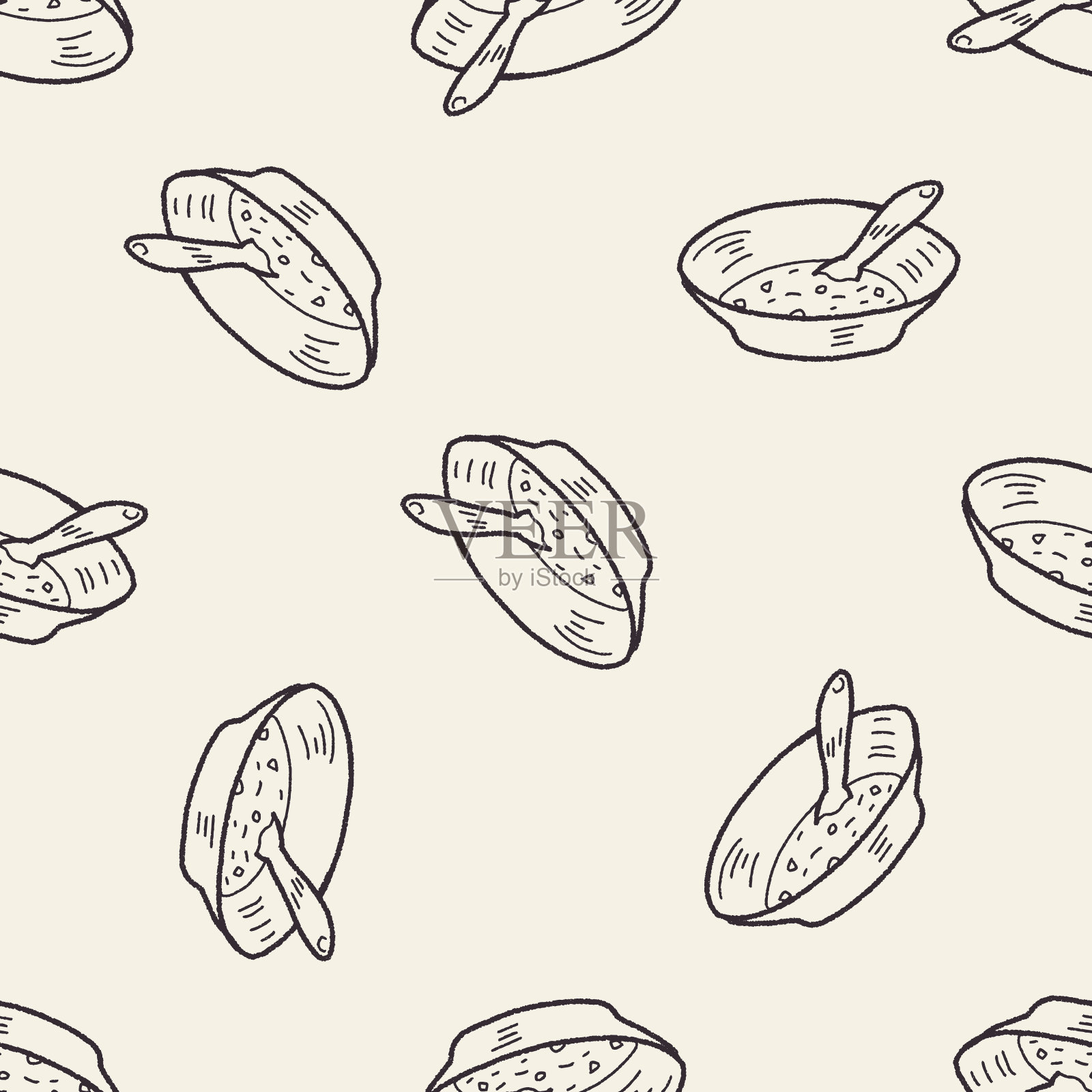 汤涂鸦无缝图案背景插画图片素材