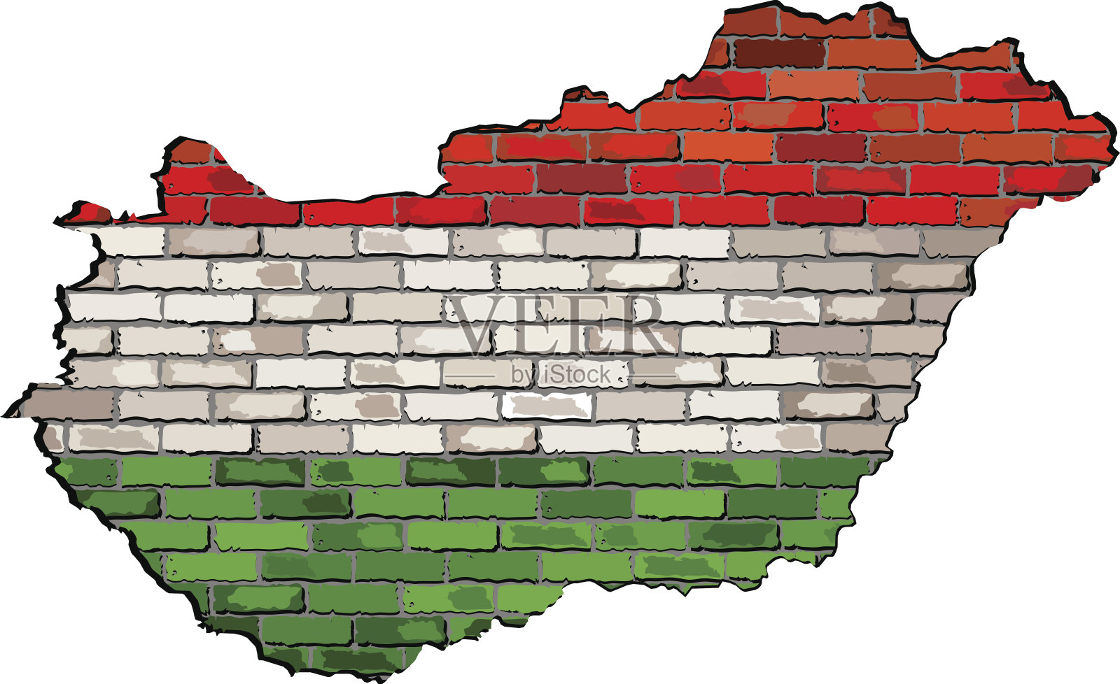 一堵砖墙上的奥地利地图插画图片素材