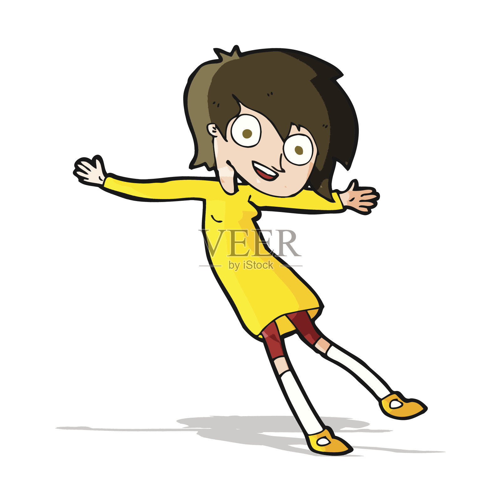 卡通疯狂兴奋的女孩设计元素图片