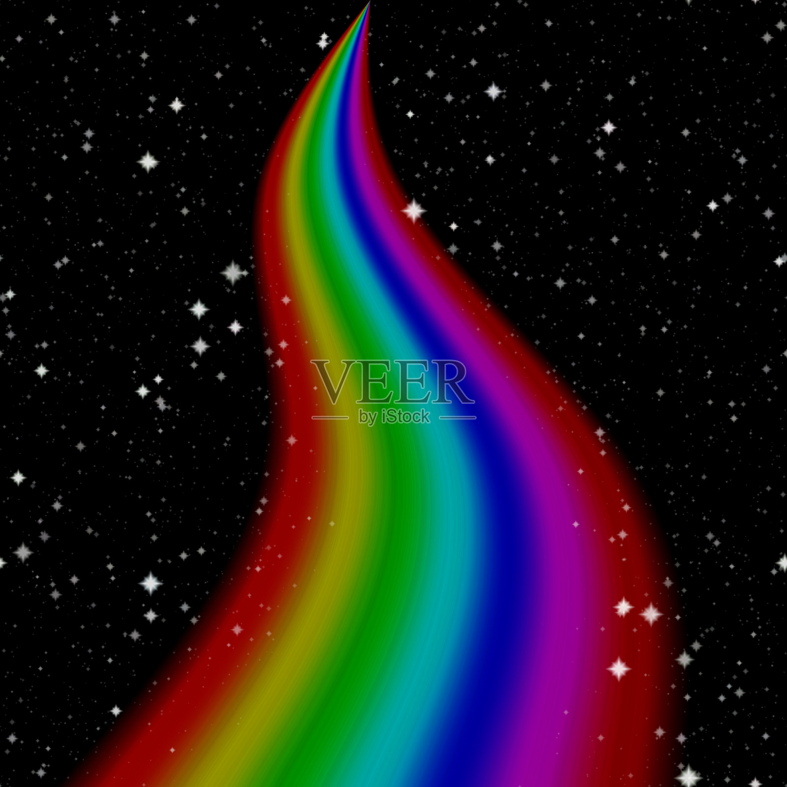 彩虹银河在黑色的天空照片摄影图片