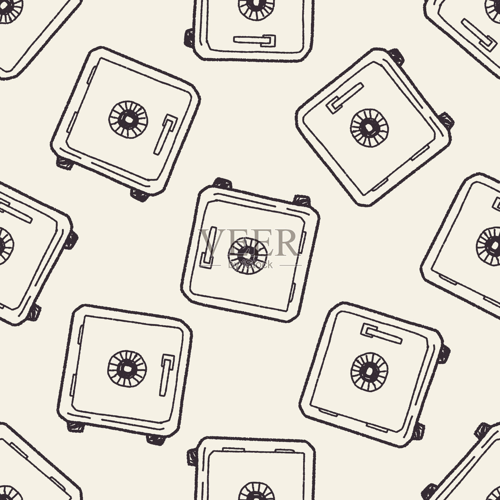 保险箱涂鸦插画图片素材