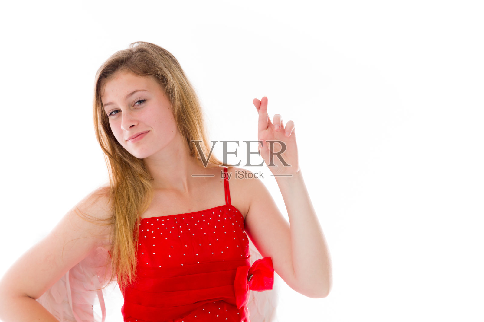 隔离模型，祈求好运照片摄影图片