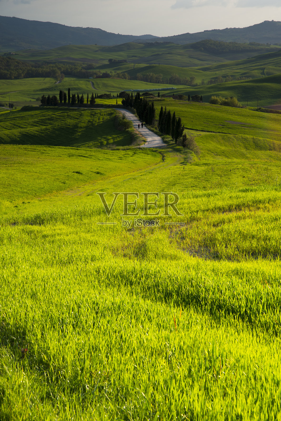 在Cortona日落。托斯卡纳Pienza。意大利。欧洲。照片摄影图片