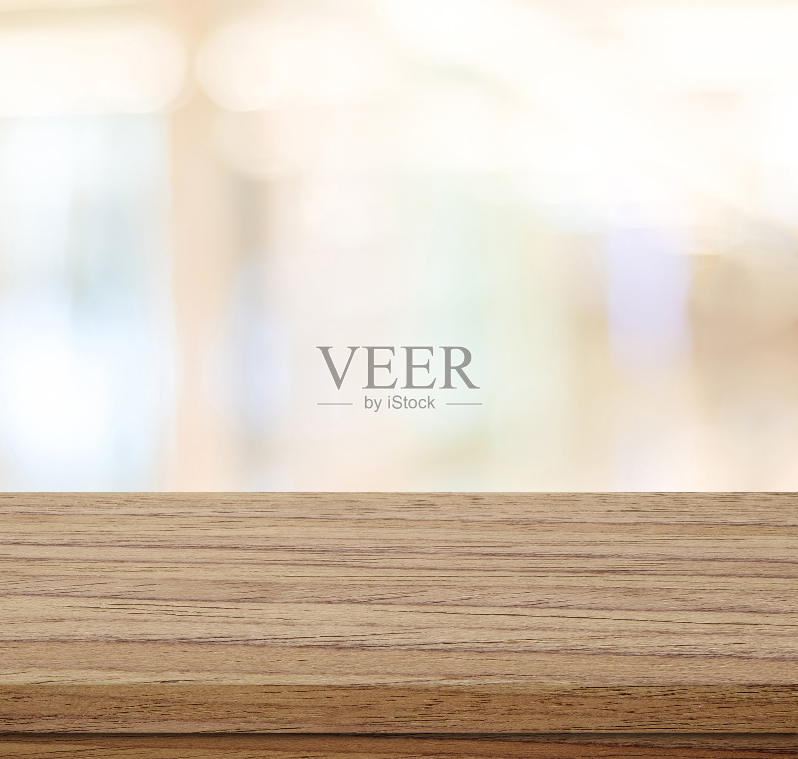 空的桌子和模糊的商店散景背景照片摄影图片