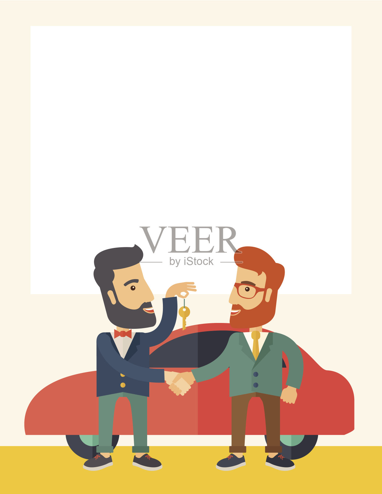 一个人把钥匙递给另一个人插画图片素材