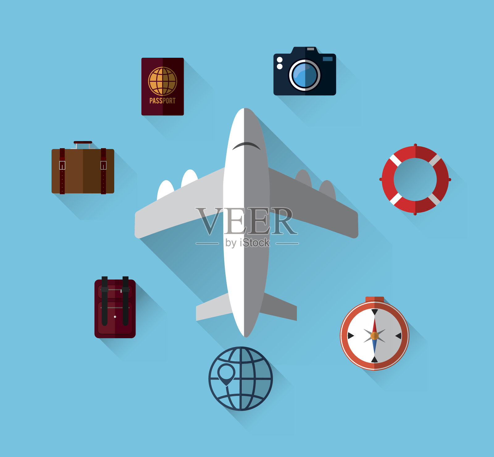 夏天，假期和旅游插画图片素材