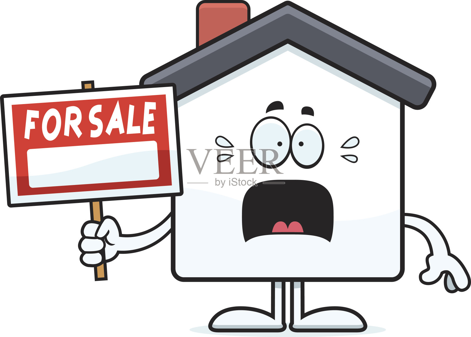 惊恐的卡通家庭销售插画图片素材